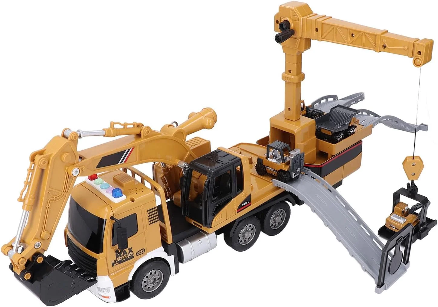 اسباب بازی بیل مکانیکی ساختمانی Asixxsix، اسباب بازی های ساختمانی با باتری و دو زنجیر، کامیون حفاری مهندسی، هدایای تولد آموزشی برای کودکان