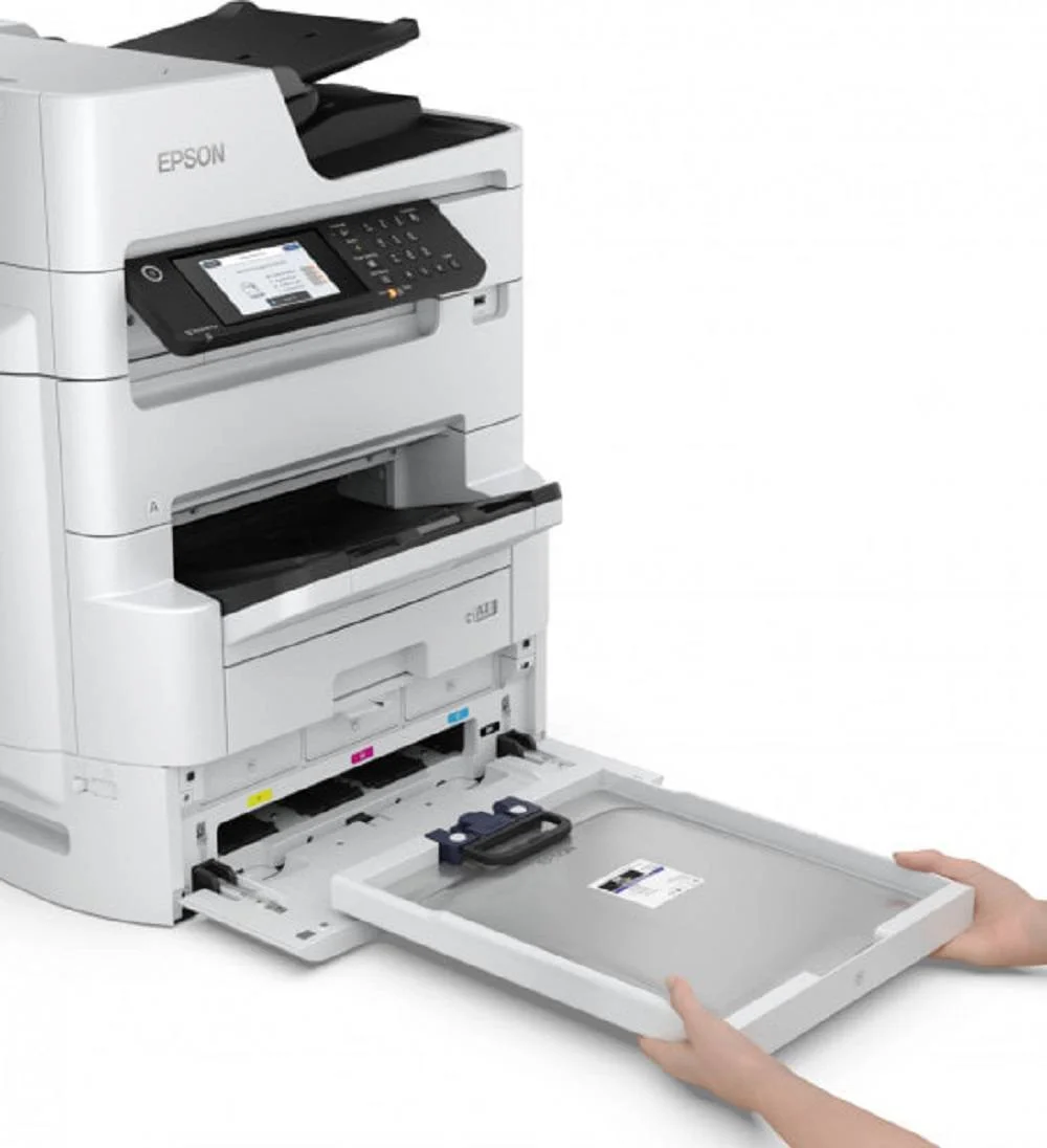 پرینتر رنگی چندکاره اپسون مدل WF-C879R WorkForce Pro، سرعت چاپ 26/25 صفحه در دقیقه ISO، رزولوشن 4800x1200Dpi، تا 75000 صفحه، سرعت اسکن 100 تصویر در دقیقه، سفید | WF-C879R