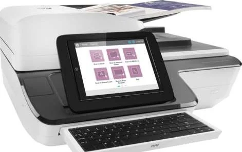 اسکنر اسناد HP L2763A ScanJet Enterprise Flow N9120 fn2 با رزولوشن 600 DPI، سرعت اسکن تا 120 صفحه در دقیقه / 240 تصویر در دقیقه، صفحه لمسی 8 اینچی و صفحه کلید کشویی، 2000 صفحه، اسکن PDF/JPEG/TIFF/HTML/PNG، USB 2.0/ETH، سفید | L2763A