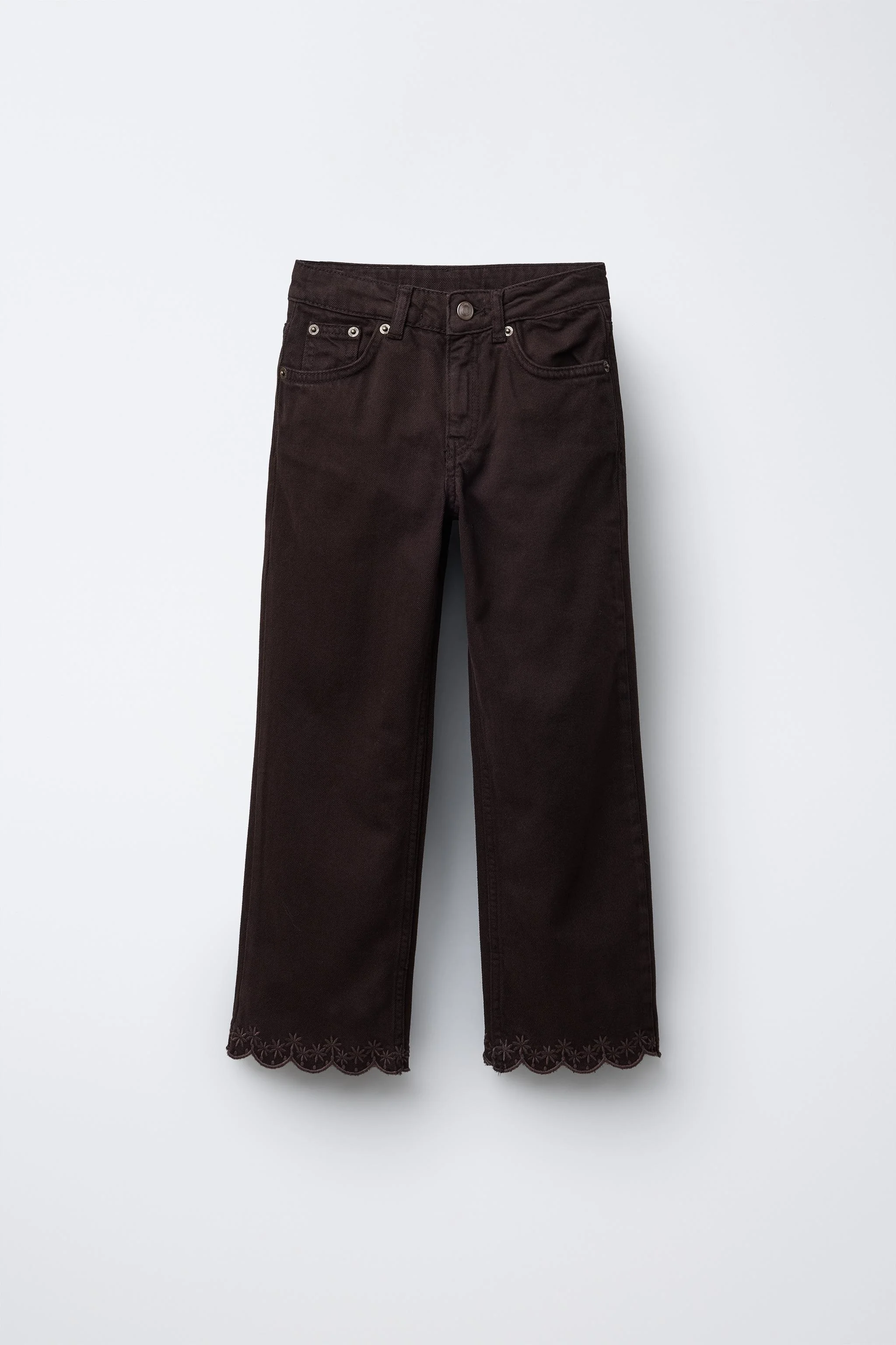 شلوار جین راسته با گلدوزی موجی