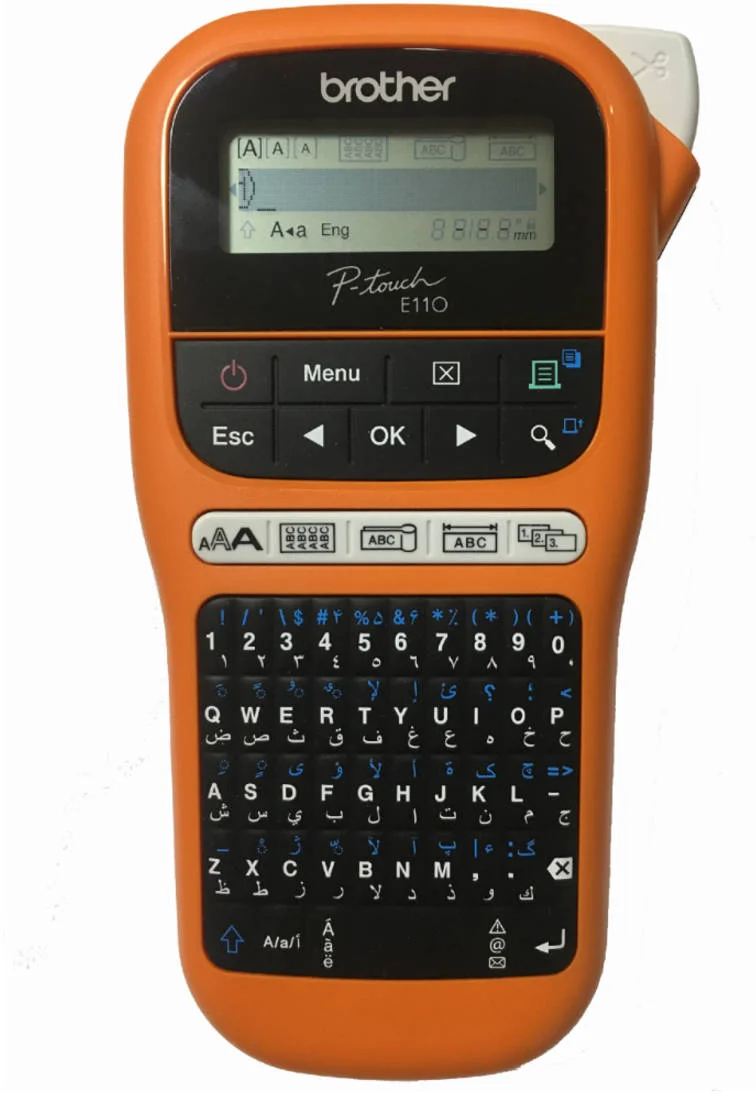 دستگاه چاپ لیبل برادر مدل PT-E110VP، مناسب برقکاران و نصب شبکه، تا 12 میلیمتر، نمایشگر LCD، سرعت چاپ 20 میلیمتر بر ثانیه، صفحه کلید QWERTY انگلیسی، عربی و فارسی | PTE110VP دستگاه چاپ لیبل برادر مدل PT-E110VP، مناسب برقکاران و نصب شبکه، تا 12 میلیمتر، نمایشگر LCD، سرعت چاپ 20 میلیمتر بر ثانیه، صفحه کلید QWERTY انگلیسی، عربی و فارسی | PTE110VP