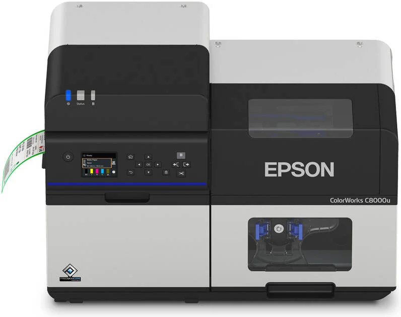 چاپگر جوهر افشان رنگی لیبل EPSON ColorWorks C8000 با سرعت بالا و اندازه 4 اینچ، چاپ سریع و با کیفیت بالا در صورت تقاضا برای حجم بالای چاپ، ظرفیت بالای جوهر 1.9 لیتری | CW-C8000