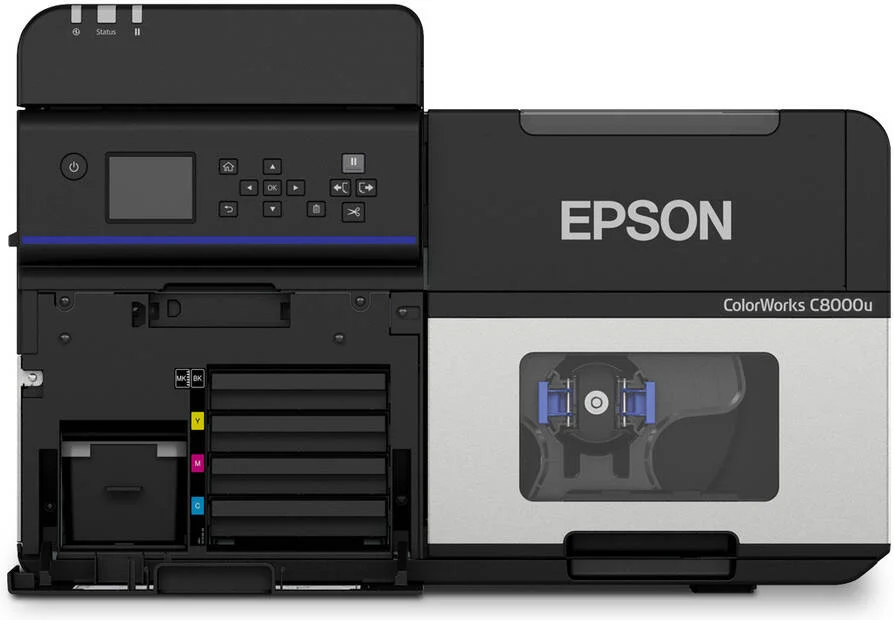 چاپگر جوهر افشان رنگی لیبل EPSON ColorWorks C8000 با سرعت بالا و اندازه 4 اینچ، چاپ سریع و با کیفیت بالا در صورت تقاضا برای حجم بالای چاپ، ظرفیت بالای جوهر 1.9 لیتری | CW-C8000