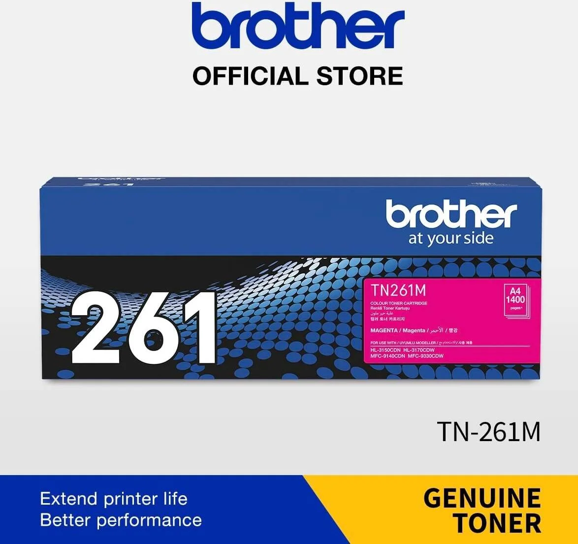 کارتریج تونر پرینتر جوهر افشان رنگی ارغوانی Brother Genuine Tn-261M با بازدهی استاندارد