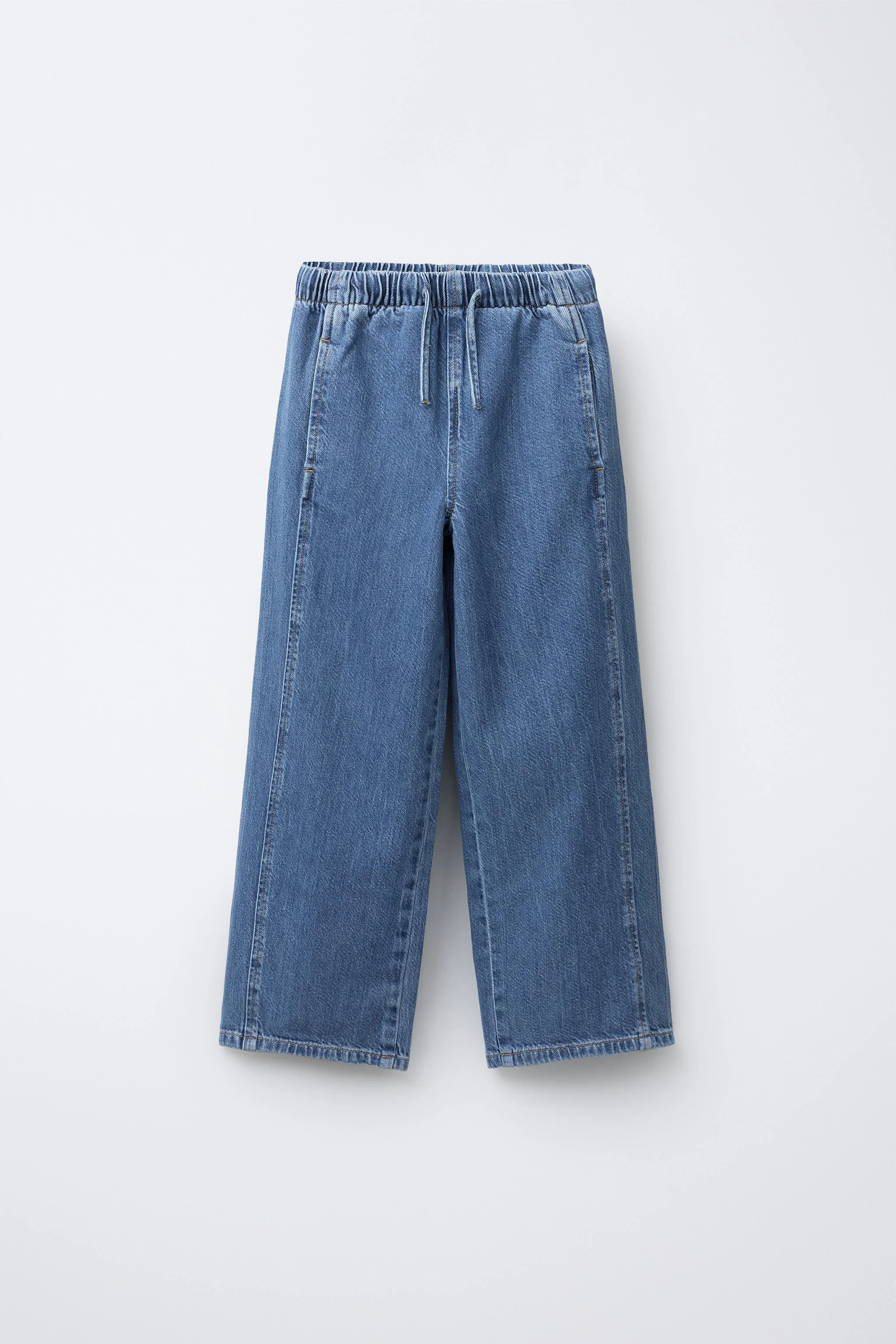 شلوار جین پا گشاد با بند کشی