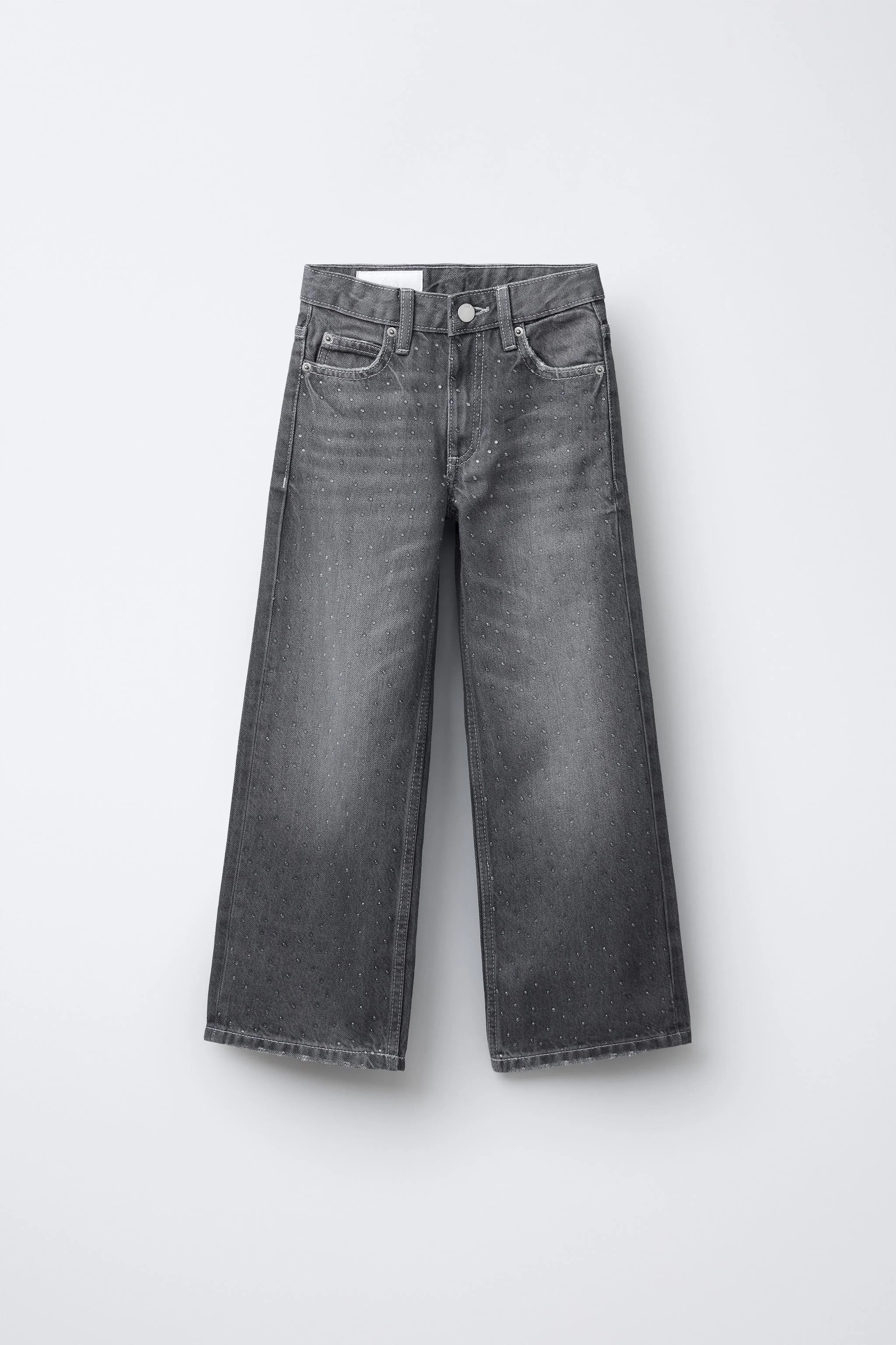 شلوار جین پا گشاد با تزیینات نگین دار