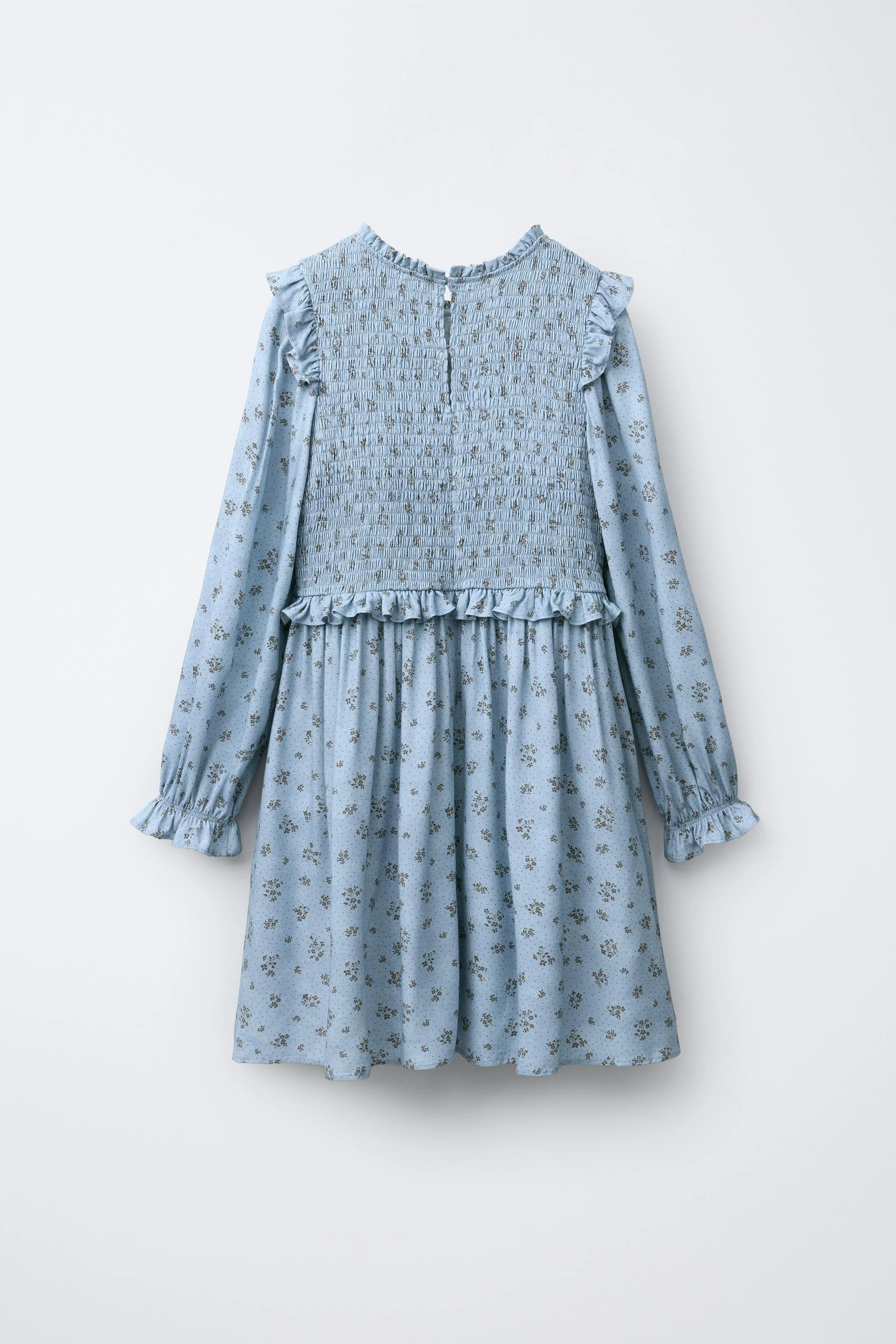 پیراهن طرح گلدار با یقه گرد و آستین بلند