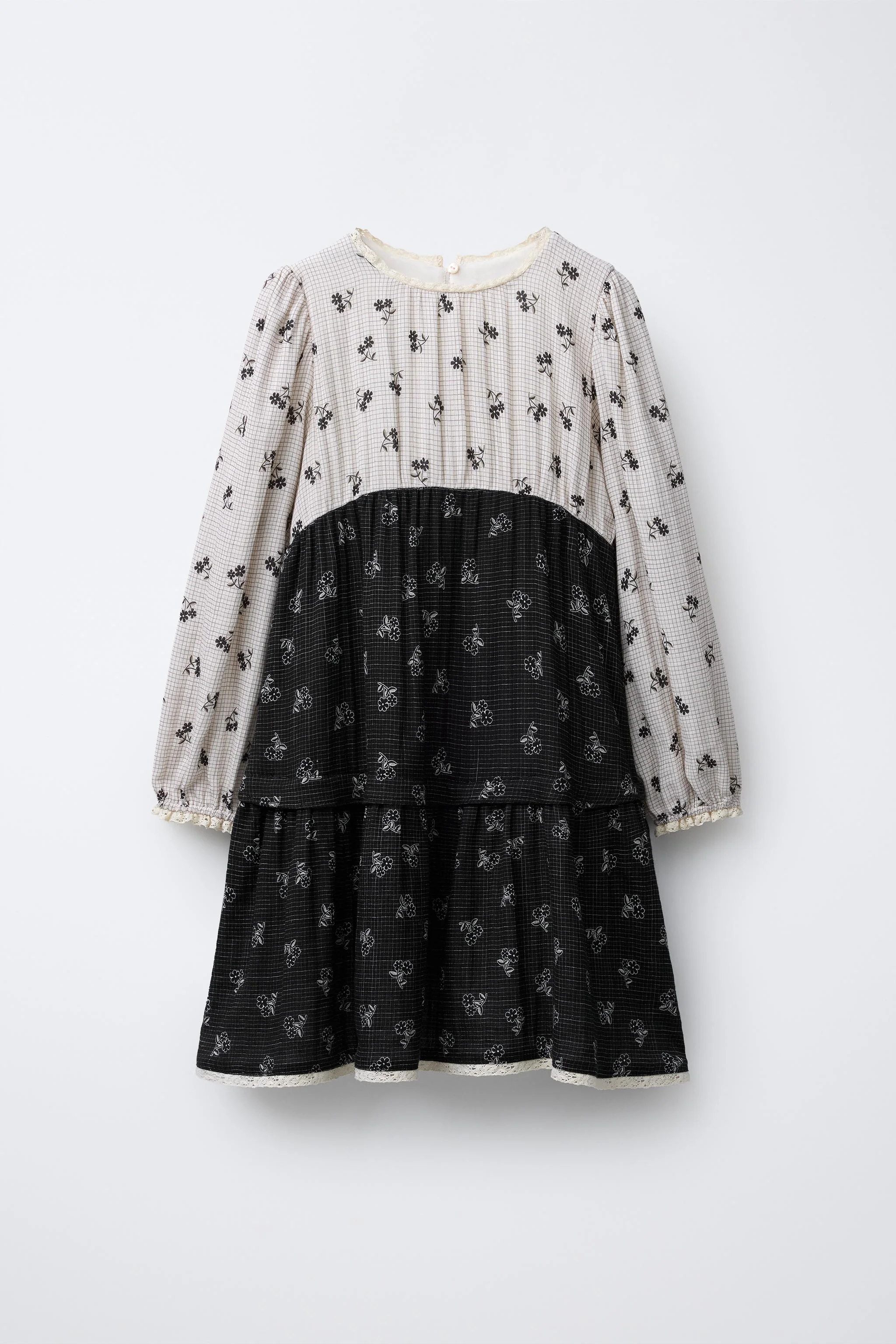 پیراهن طرح چهارخانه و گلدار