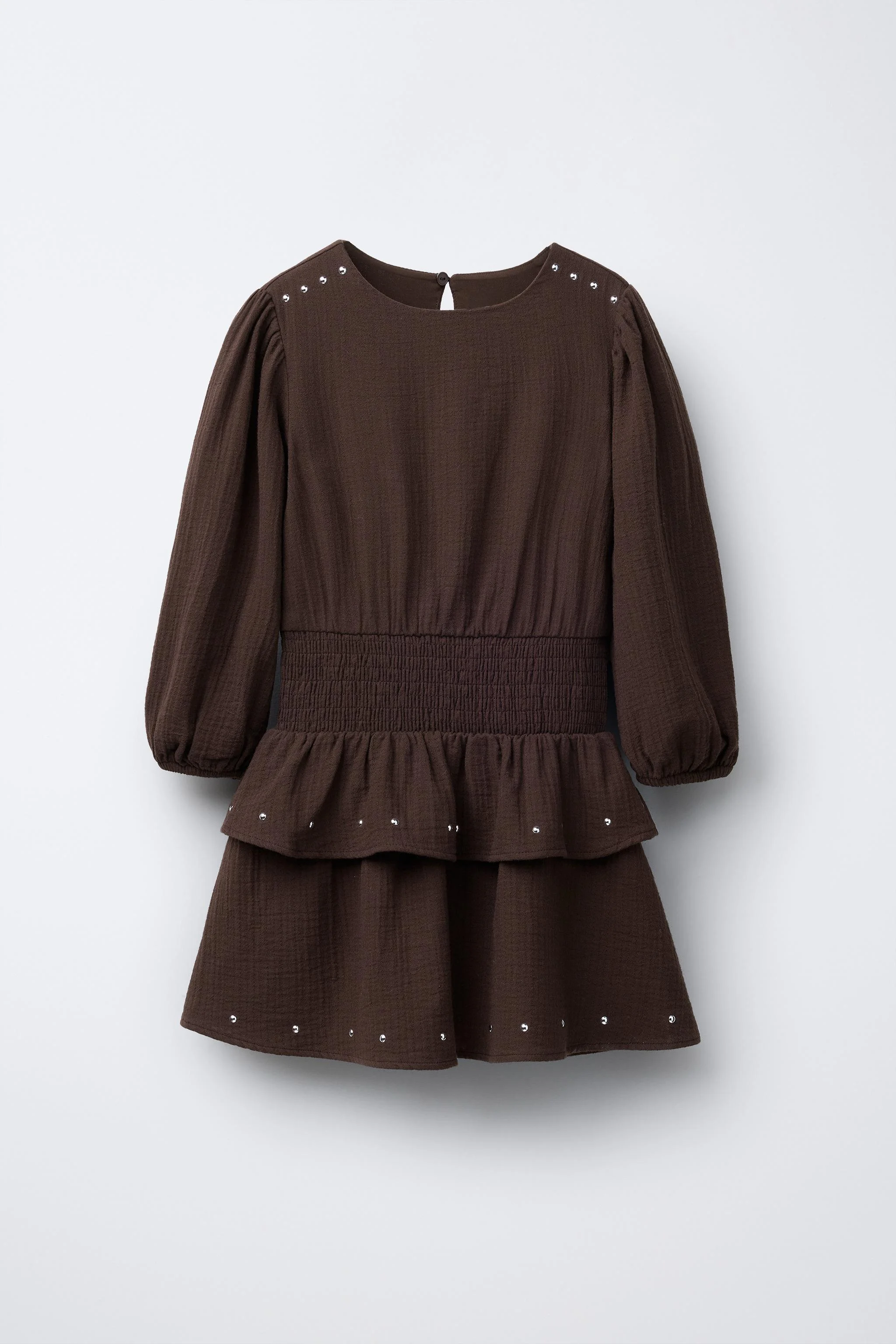 پیراهن بافت‌دار با چین و تزئینات