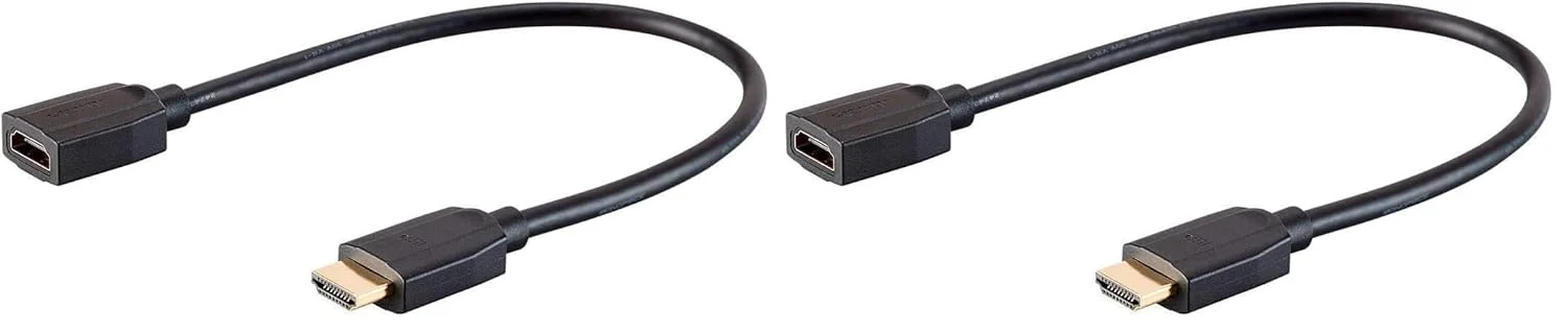 کابل افزایش طول HDMI مونوپرایس با سرعت بالا - 45 سانتی متر - مشکی، 48 گیگابیت بر ثانیه، Ultra 8K، HDR پویا، eARC - سری DynamicView (بسته 2 عددی)