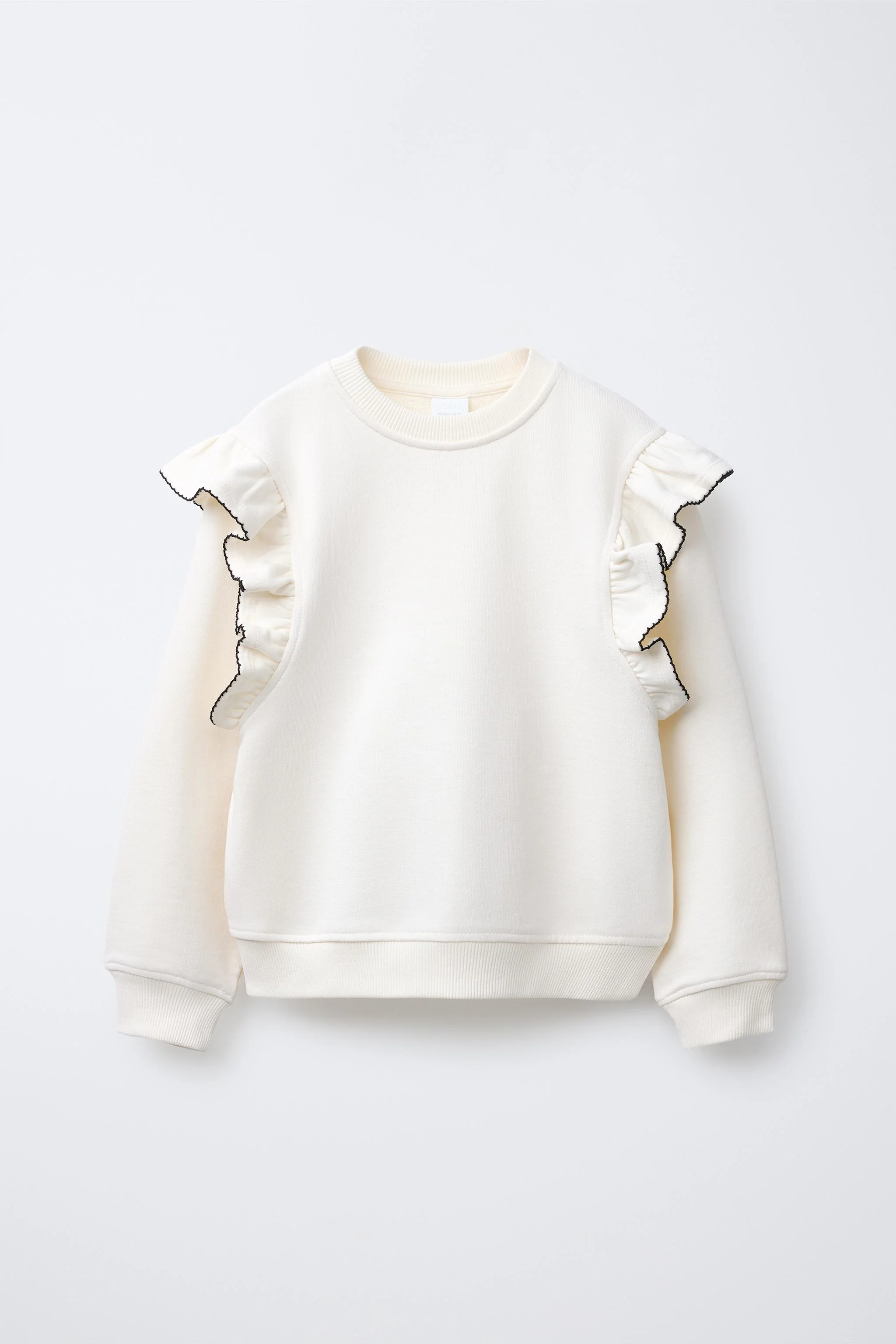 سویشرت یقه گرد با آستین بلند و تزئینات چین دار