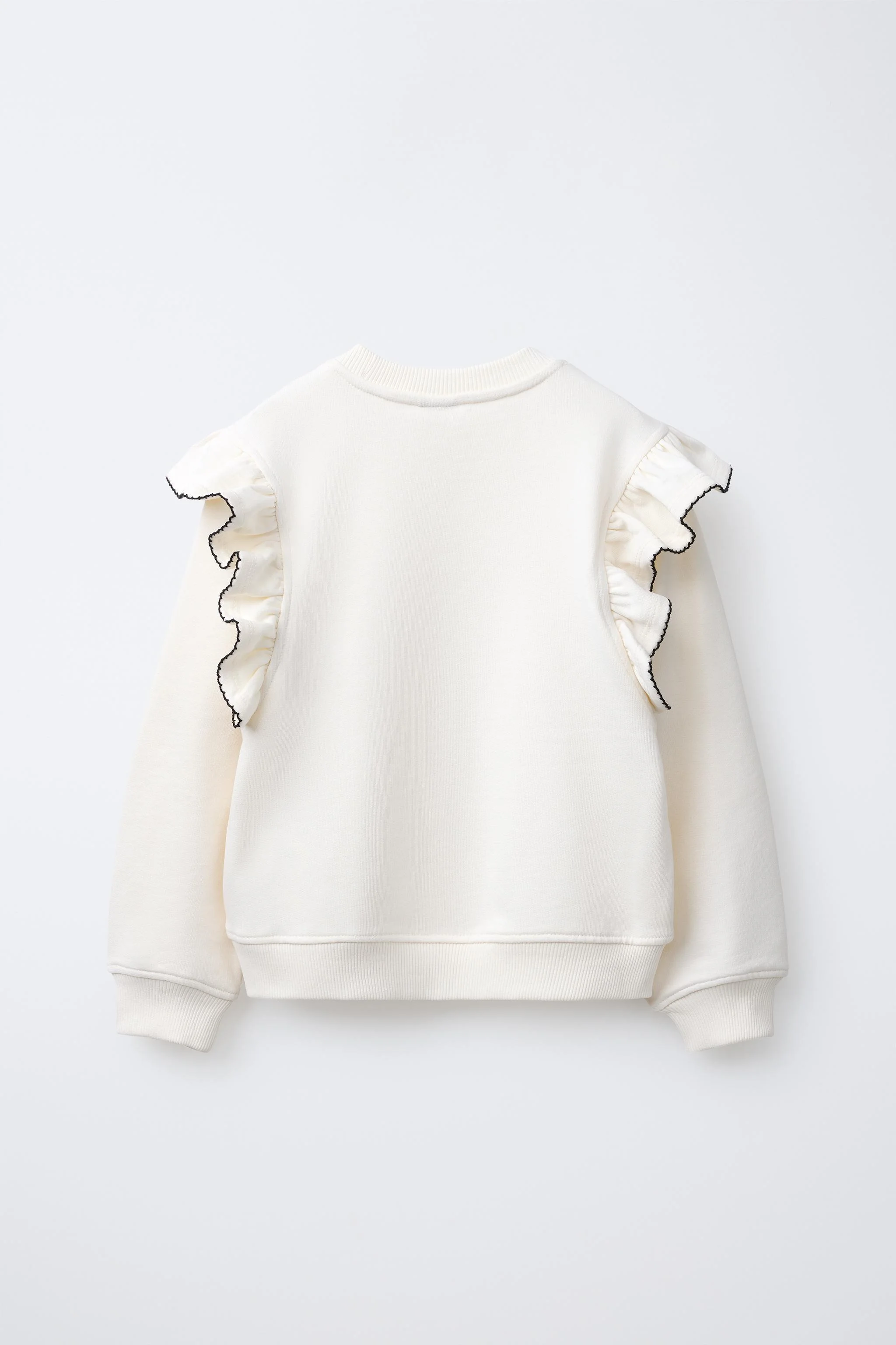 سویشرت یقه گرد با آستین بلند و تزئینات چین دار