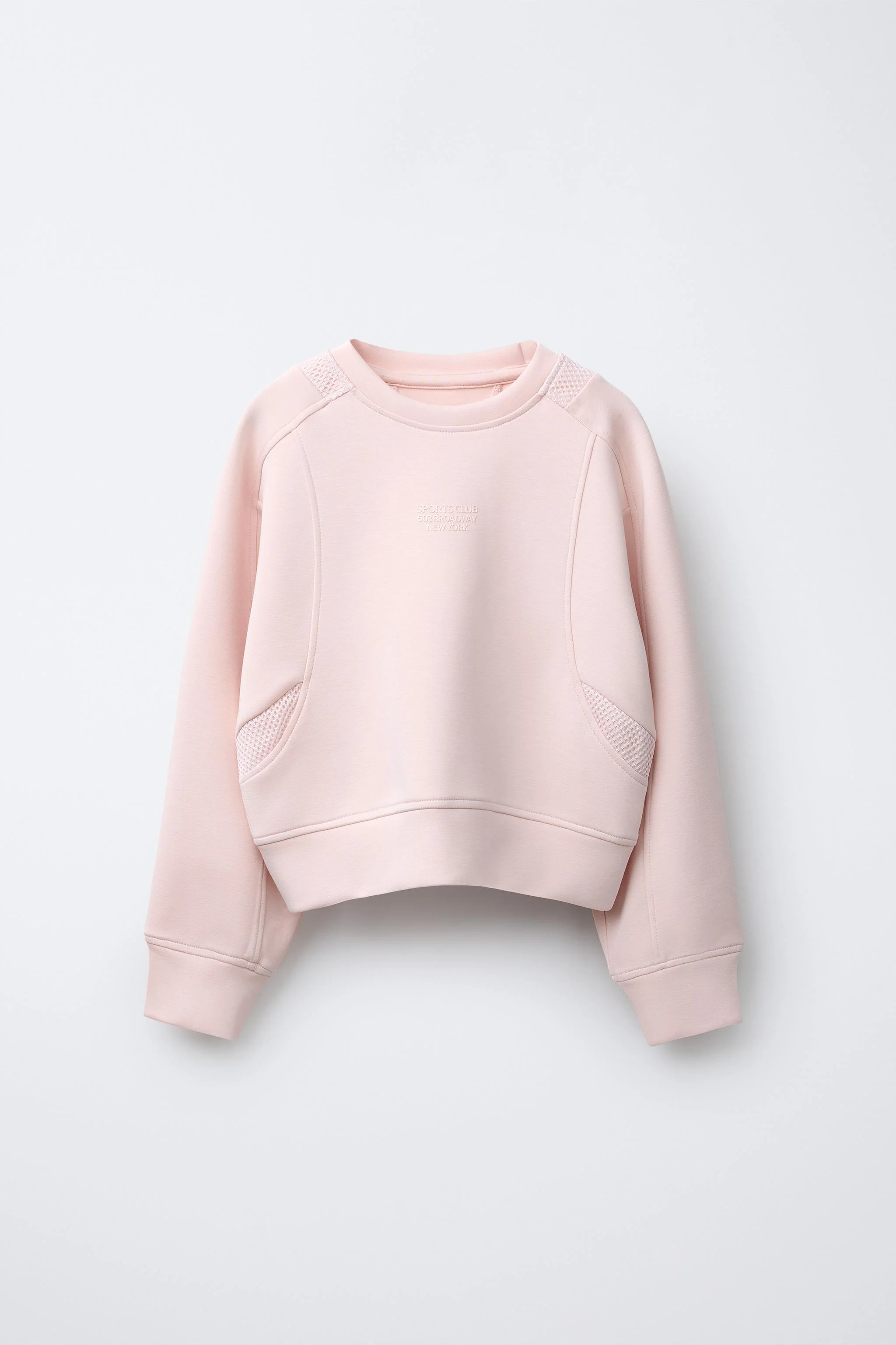 سویشرت آستین بلند یقه گرد با طرح توری و نوشته