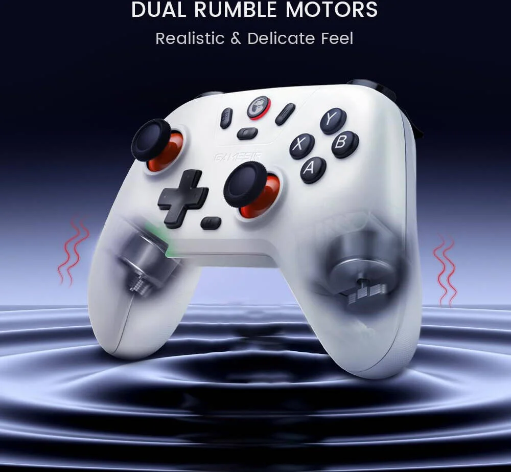 دسته بازی بی سیم GameSir Nova Lite 2.4 T4NL، گیم پد بلوتوثی با تریگر اثر هال، توربو، لرزش، قابل شارژ برای PC، آیفون، اندروید، سوییچ و استیم دک، سفید | T4NL