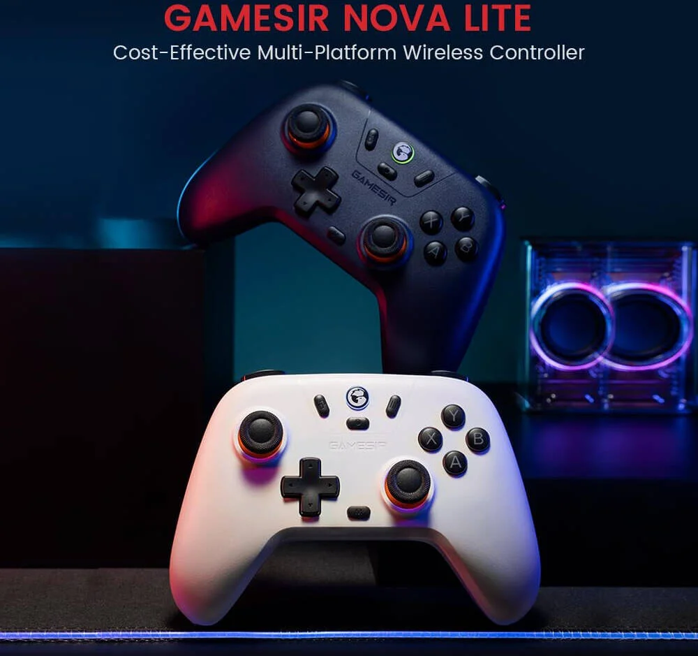 دسته بازی بی سیم GameSir Nova Lite 2.4 T4NL، گیم پد بلوتوثی با تریگر اثر هال، توربو، لرزش، قابل شارژ برای PC، آیفون، اندروید، سوییچ و استیم دک، سفید | T4NL