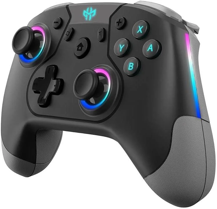 دسته بازی بی‌سیم GXM Alpha Pro RGB، درایو 6 محوره، برای نینتندو سوییچ/اندروید/IOS/PC، سازگاری گسترده، اتصال سیمی و بی‌سیم، دانگل 2.4 هرتز، USB Type-C، مشکی/خاکستری | Alpha Pro-Black