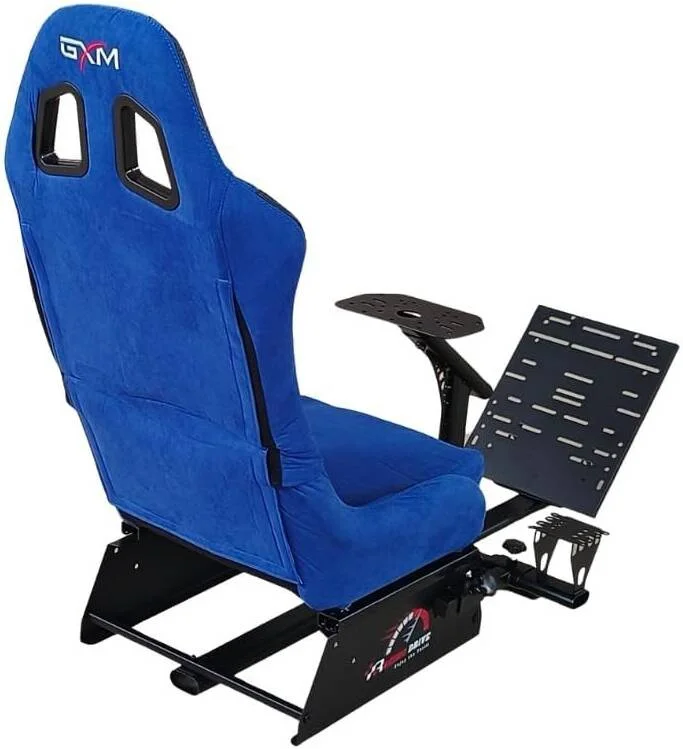 کاکپیت شبیه ساز مسابقه ای GXM Next Level Racing، صندلی قابل تنظیم، پایه فرمان قابل تنظیم، پایه پدال چند منظوره، نگهدارنده دنده، ساختار محکم، آبی | GX-T