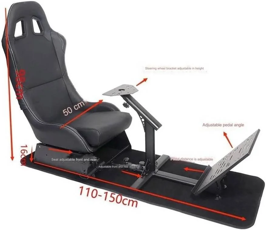 کاکپیت شبیه ساز مسابقه ای GXM Next Level Racing، صندلی قابل تنظیم، پایه فرمان قابل تنظیم، پایه پدال چند منظوره، نگهدارنده دنده، ساختار محکم، آبی | GX-T