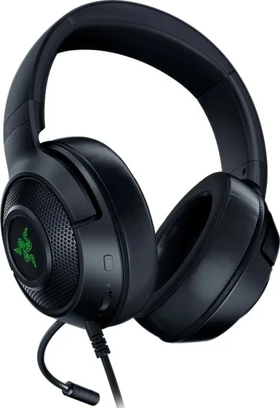 هدست گیمینگ USB سیم دار Razer Kraken V3 X، درایورهای 40 میلی‌متری برای عملکرد صوتی عالی، صدای فراگیر 7.1، پارچه ترکیبی و فوم حافظه‌دار، مشکی | RZ04-03750300-R3M1