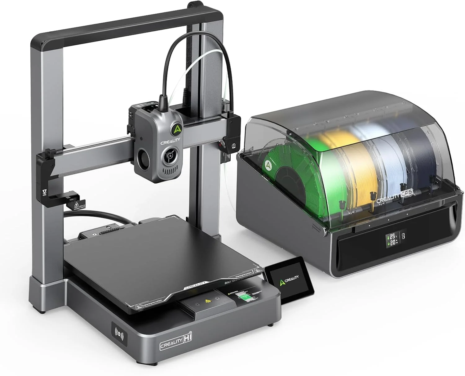 پرینتر سه بعدی جدید با سیستم فیلامنت 4 رنگ، پرینتر سه بعدی هوشمند سریع 500 میلی متر بر ثانیه با صفحه لمسی رنگی، تراز خودکار، بی صدا، برای خانه و دفتر، اندازه چاپ 26×26×30 سانتی متر