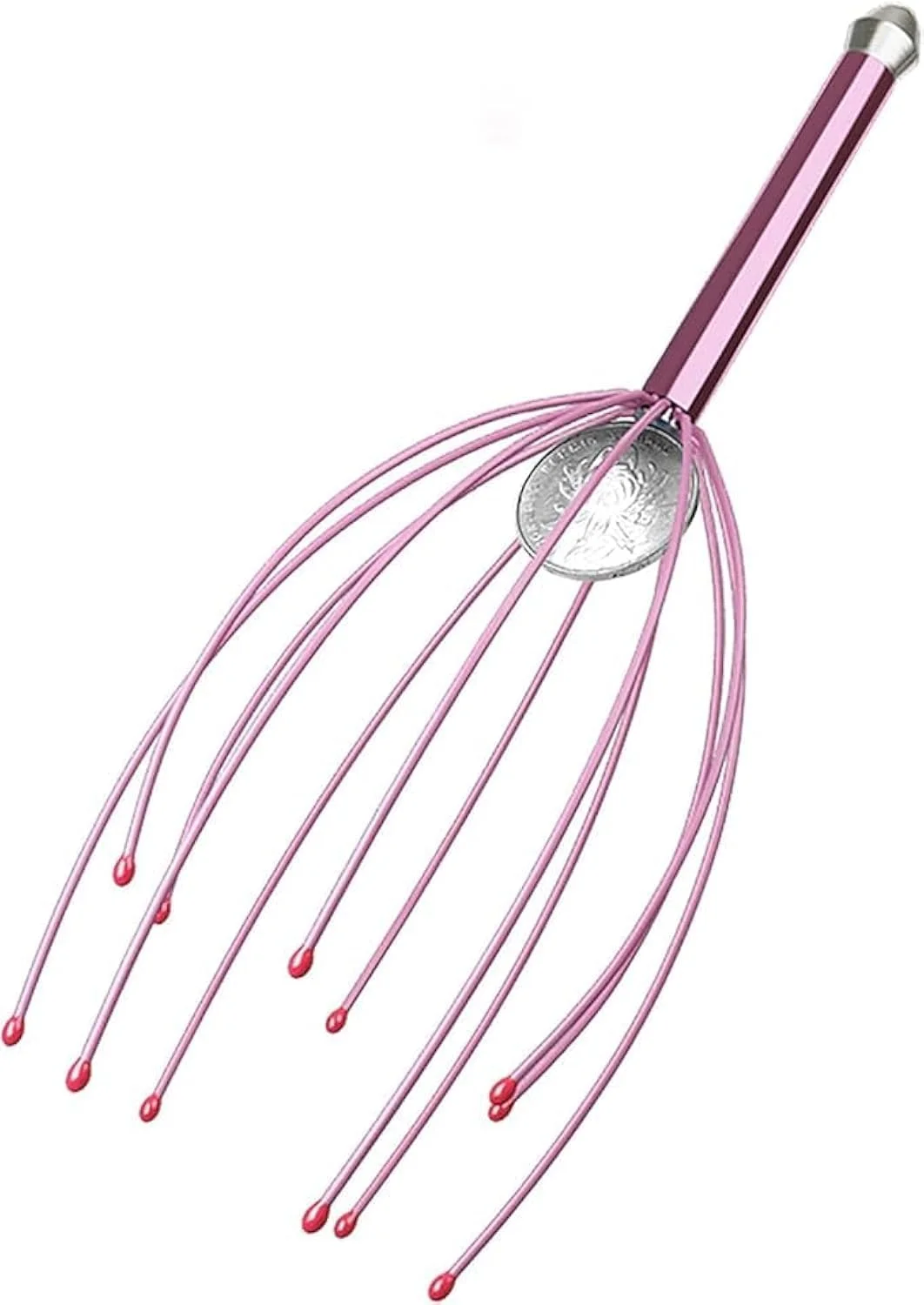 ماساژور سر دستی 7MD Premium، دارای 12 چنگک برای تسکین استرس، رشد مو، بهبود گردش خون پوست سر، آرامش قابل حمل و ماساژ سر برای آقایان و بانوان (صورتی)