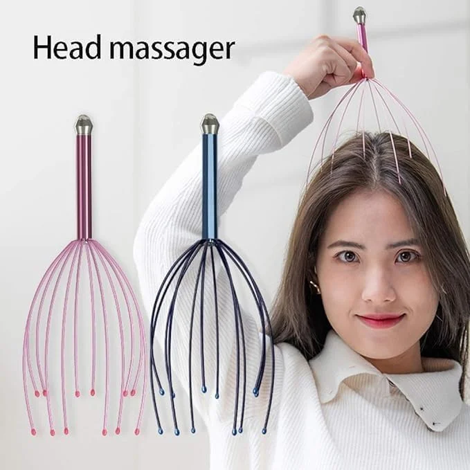 ماساژور سر دستی 7MD Premium، دارای 12 چنگک برای تسکین استرس، رشد مو، بهبود گردش خون پوست سر، آرامش قابل حمل و ماساژ سر برای آقایان و بانوان (صورتی)