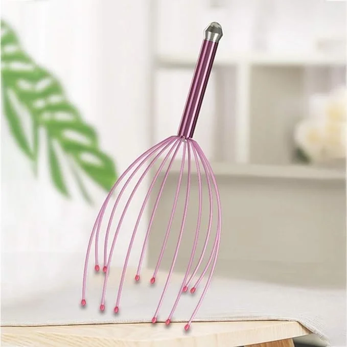 ماساژور سر دستی 7MD Premium، دارای 12 چنگک برای تسکین استرس، رشد مو، بهبود گردش خون پوست سر، آرامش قابل حمل و ماساژ سر برای آقایان و بانوان (صورتی)