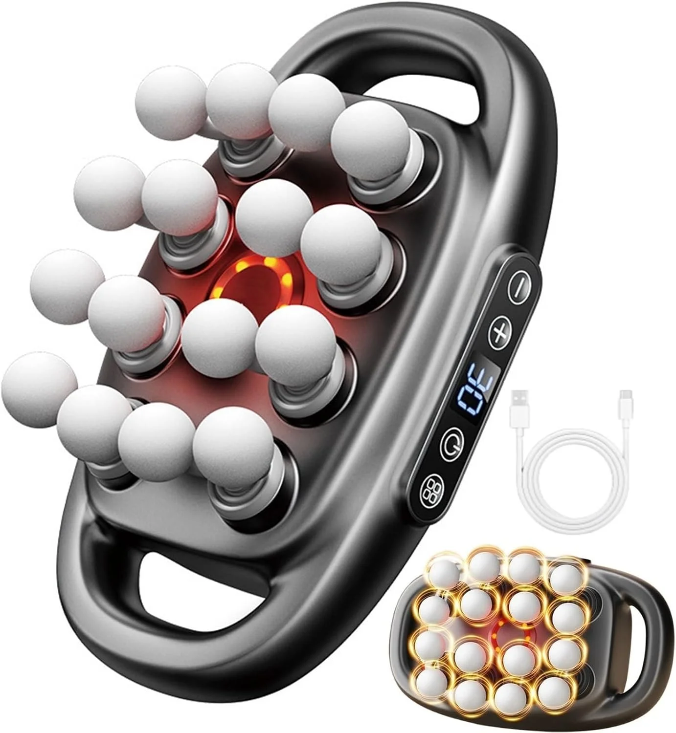 ست تفنگ ماساژ ۱۶ سر، ماساژور عضلات بافت عمیق با ۳۰ سطح شدت و ۳ حالت، نیروی ضربه ۴۸ کیلوگرمی برای تسکین درد کمر، شانه ها، پاها، بازوها و کل بدن