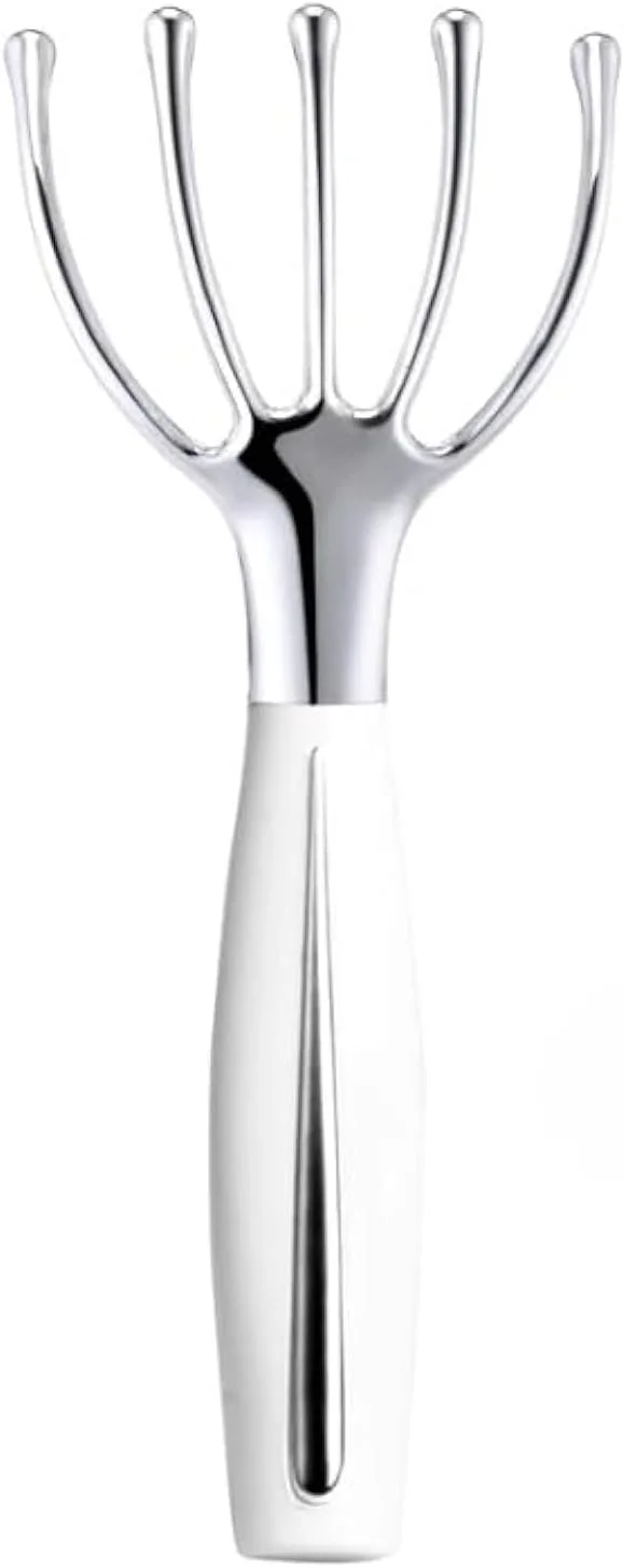 ماساژور برقی دستی سر و بدن 7MD مدل شانه ای - ماساژ لرزشی 5 سر - آرامش عضلات و رفع استرس - ایده آل برای گردن، شانه، پشت، پاها - ریکاوری بعد از تمرین (سفید)