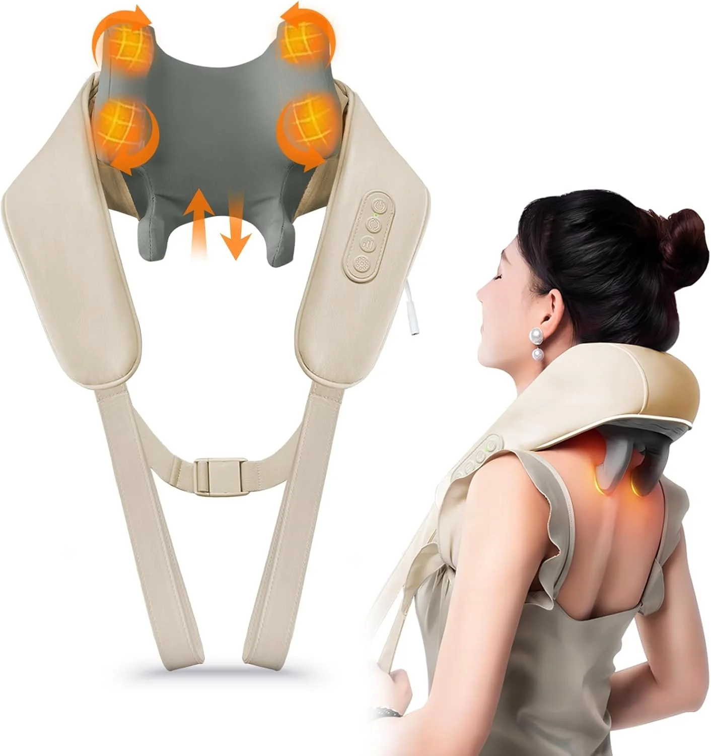 ماساژور گردن ALDAILY-MART برای تسکین درد بافت عمیق - ماساژ حرارتی شانه و پشت، ماساژور ورزشی 4 بعدی با انگشت، مورد استفاده برای تسکین درد عضلانی - برای استفاده در خانه، دفتر و ماشین