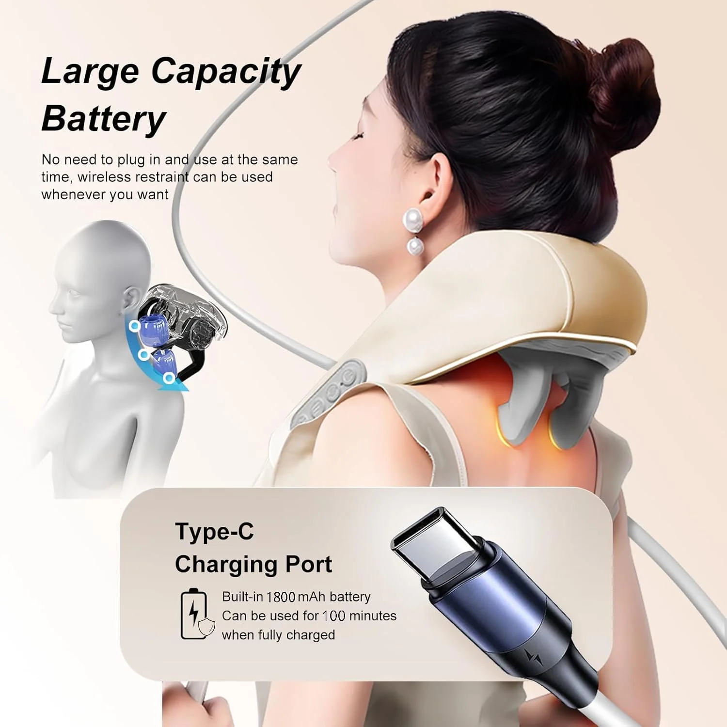 ماساژور گردن ALDAILY-MART برای تسکین درد بافت عمیق - ماساژ حرارتی شانه و پشت، ماساژور ورزشی 4 بعدی با انگشت، مورد استفاده برای تسکین درد عضلانی - برای استفاده در خانه، دفتر و ماشین