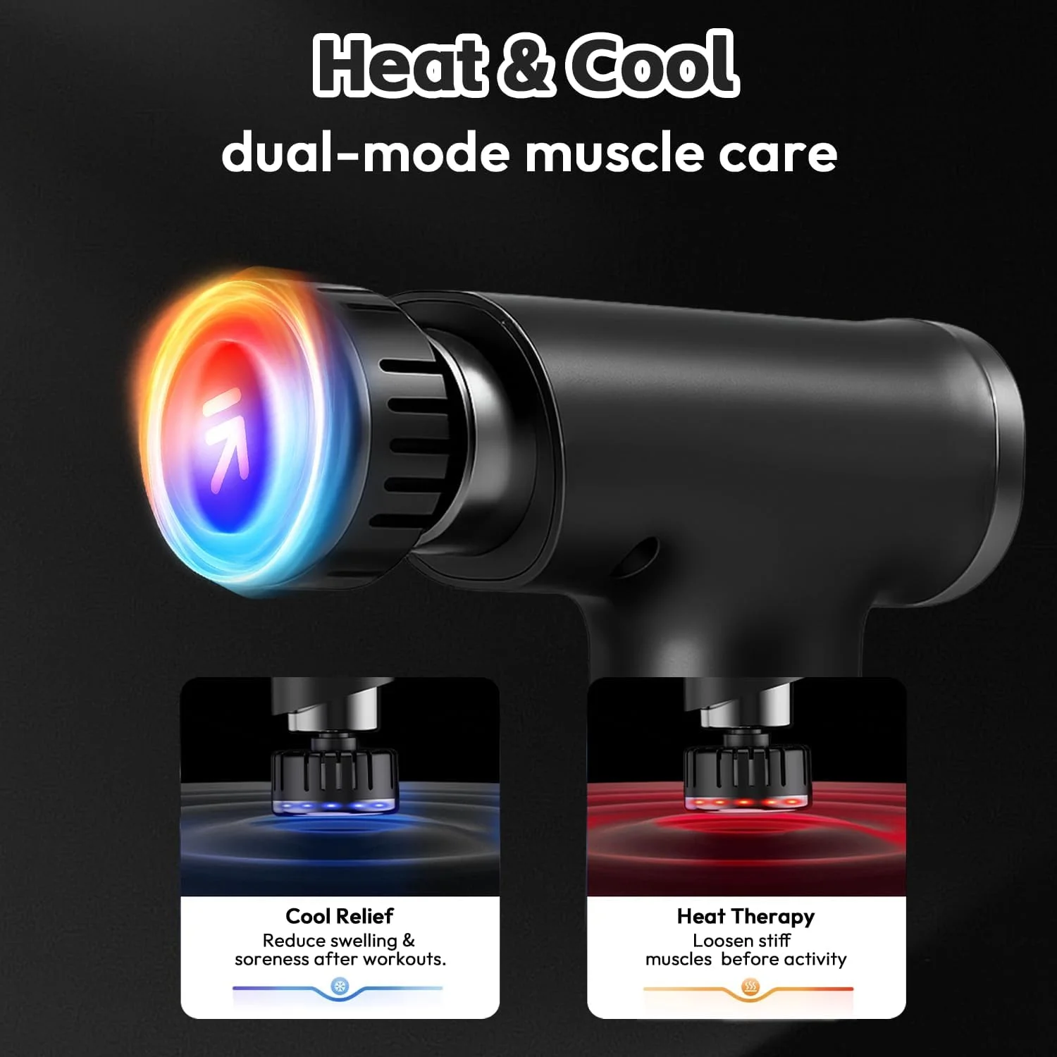 ماساژور تفنگی با گرما و سرما، ماساژور عضلات بافت عمیق با 9 سری، 9 سرعت، طراحی دستی قابل حمل برای تسکین درد، مسافرت، باشگاه، خانه، مشکی