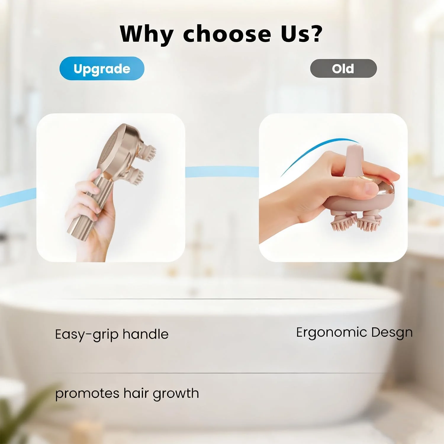 ماساژور سر دستی آنجو برای رشد مو، ماساژور سر بی سیم با 3 حالت و 8 چنگال سیلیکونی، ماساژور بدن ضد آب IPX7 برای رفع استرس، ماساژ حیوانات خانگی، خاراندن سر، هدیه برای آقایان و بانوان