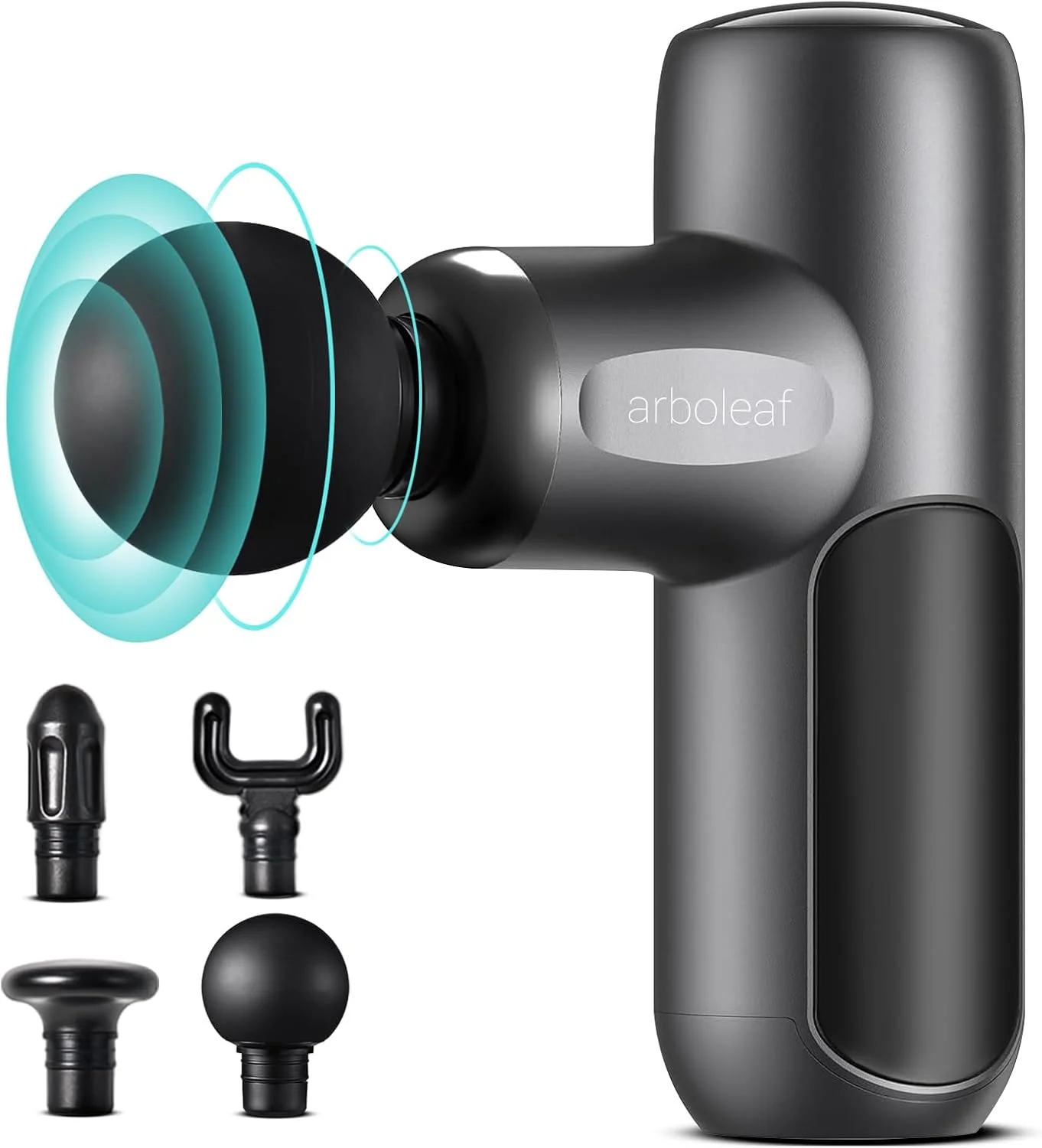 ماساژور تفنگی کوچک آربرلیف با باتری، ماساژور عضلات بافت عمیق با 4 سر ماساژ، ماساژور قدرتمند قابل حمل 3200 دور در دقیقه برای تسکین درد عضلات، هدیه برای مردان و زنان، مشکی