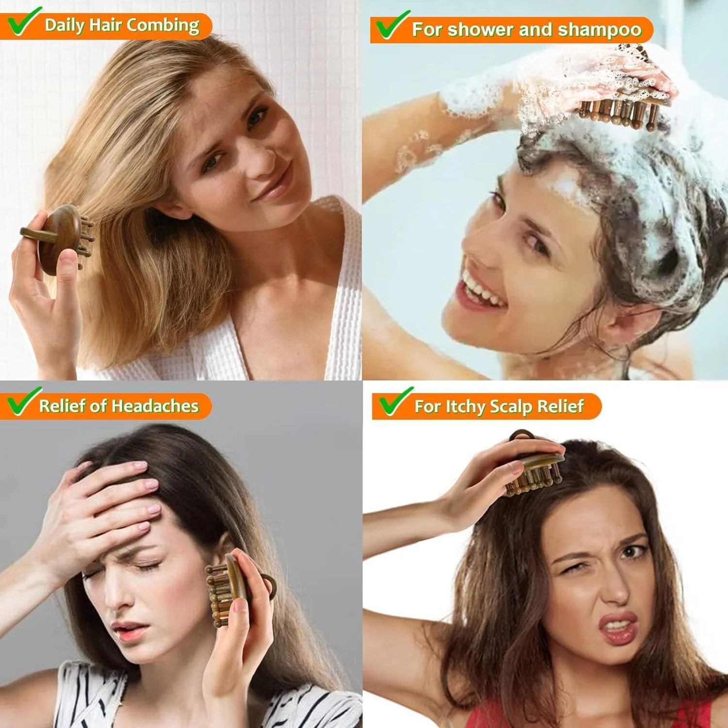 شانه ماساژور سر آزونی، ریلکس کننده استرس پوست سر، ماساژور دستی سر و خراشنده سر برای سردرد، هدیه ای آرامش بخش برای خانم ها/مادربزرگ/خواهران/مادر