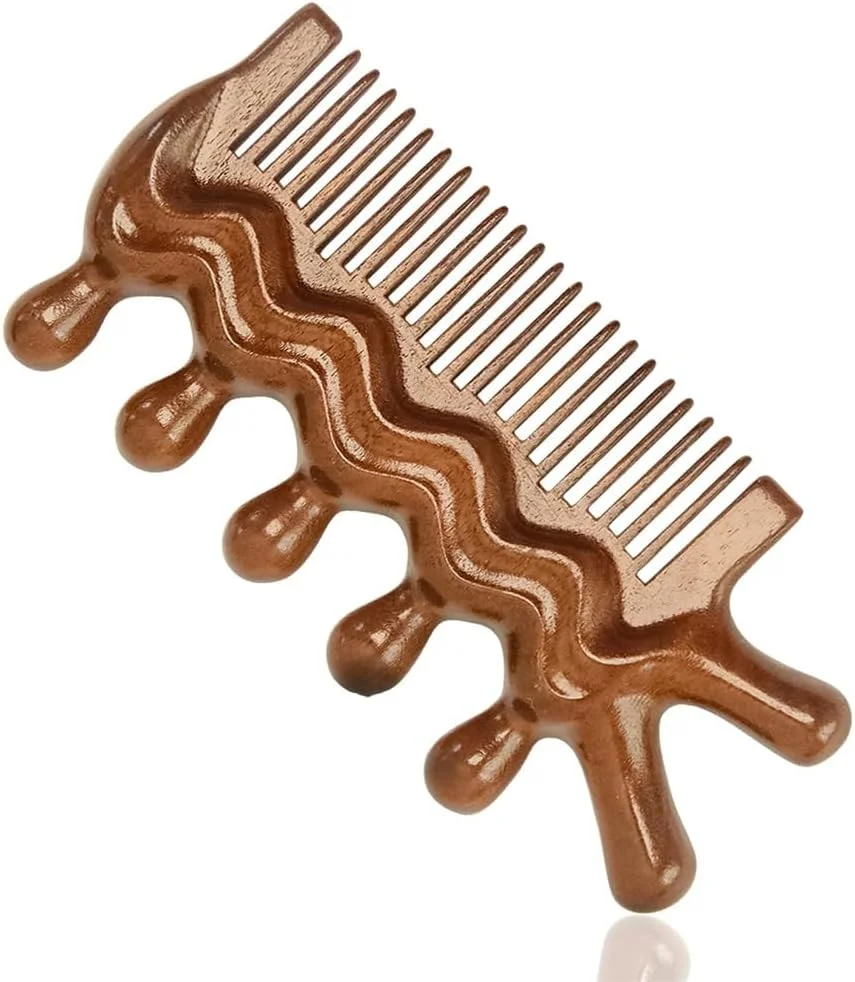 شانه ماساژ چوبی آزونه - ابزار نقطه ماشه ای، گوا شا خراش برای پوست سر و مو، محرک، طب فشاری کل بدن