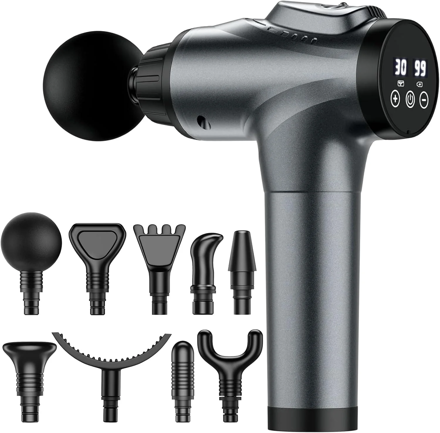 ماساژور تفنگی، ماساژور عضلانی برای ورزشکاران، ابزار ماساژور دستی بافت عمیق، 30 سطح سرعت، 9 سر، هدیه روز مادر از طرف دختر/پسر