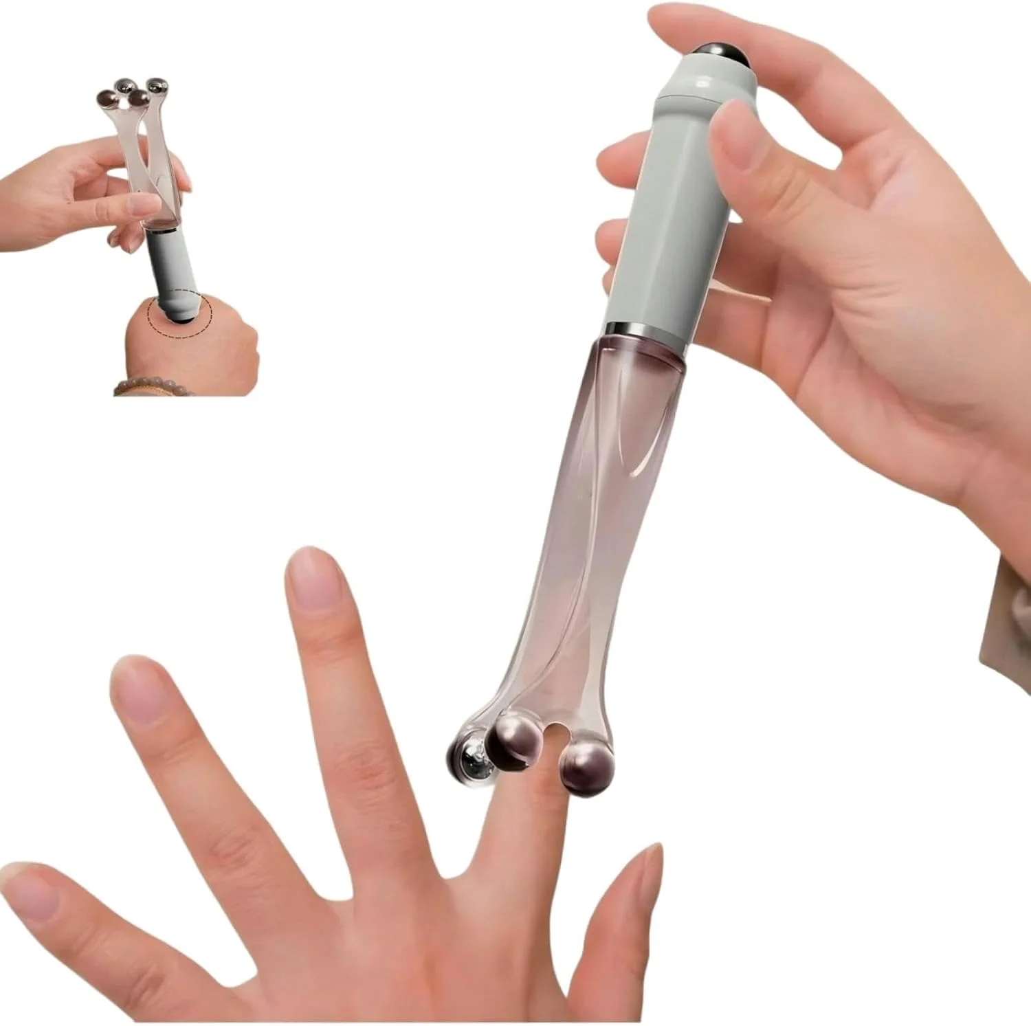 ماساژور انگشت بیگ تری با مهره های استیل ضد زنگ، ماساژور انگشت دو سر 2 در 1، بهبود گردش خون، تسکین آرتروز، درد دست و استرس، طراحی غلتکی 360 درجه