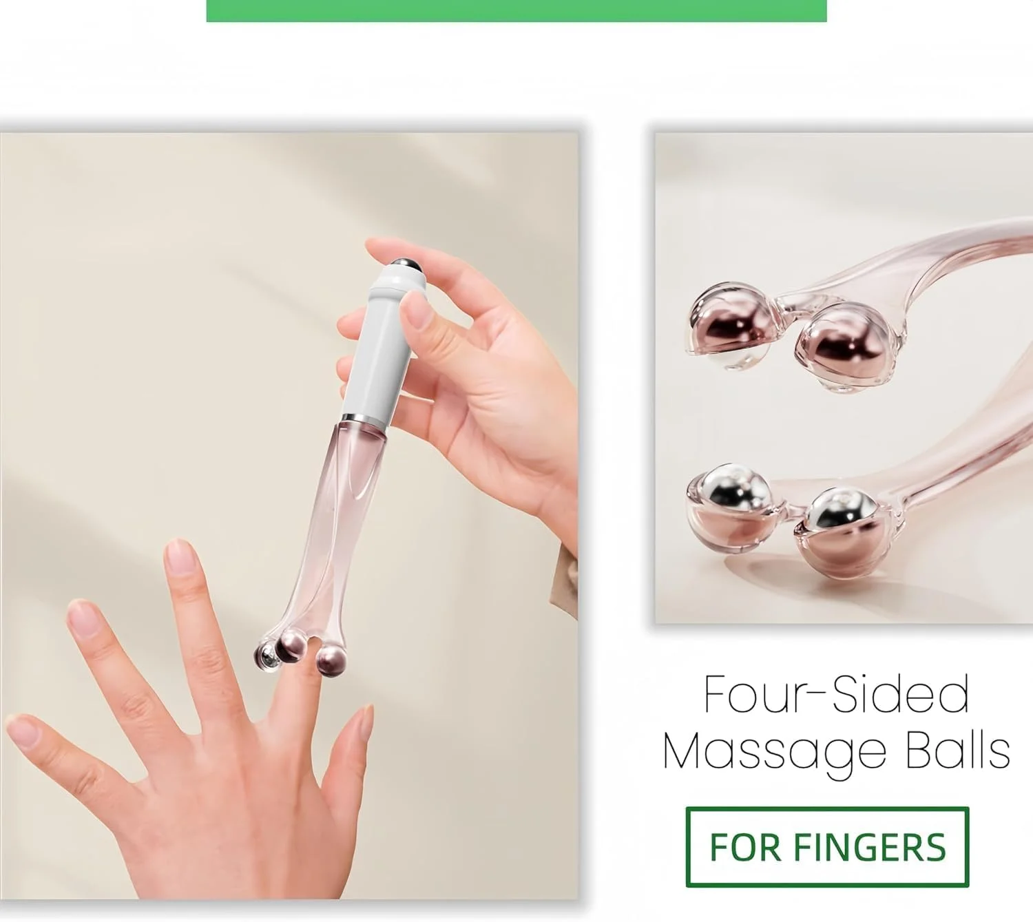 ماساژور انگشت بیگ تری با مهره های استیل ضد زنگ، ماساژور انگشت دو سر 2 در 1، بهبود گردش خون، تسکین آرتروز، درد دست و استرس، طراحی غلتکی 360 درجه
