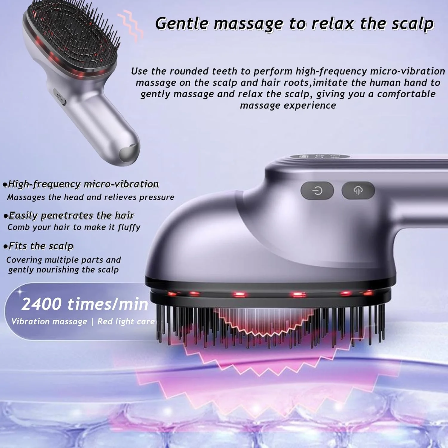 شانه ماساژور برقی سر، ماساژور قابل حمل و بی سیم برای پوست سر و مو، برس دستی سر، برس مو برای کاهش فشار سر