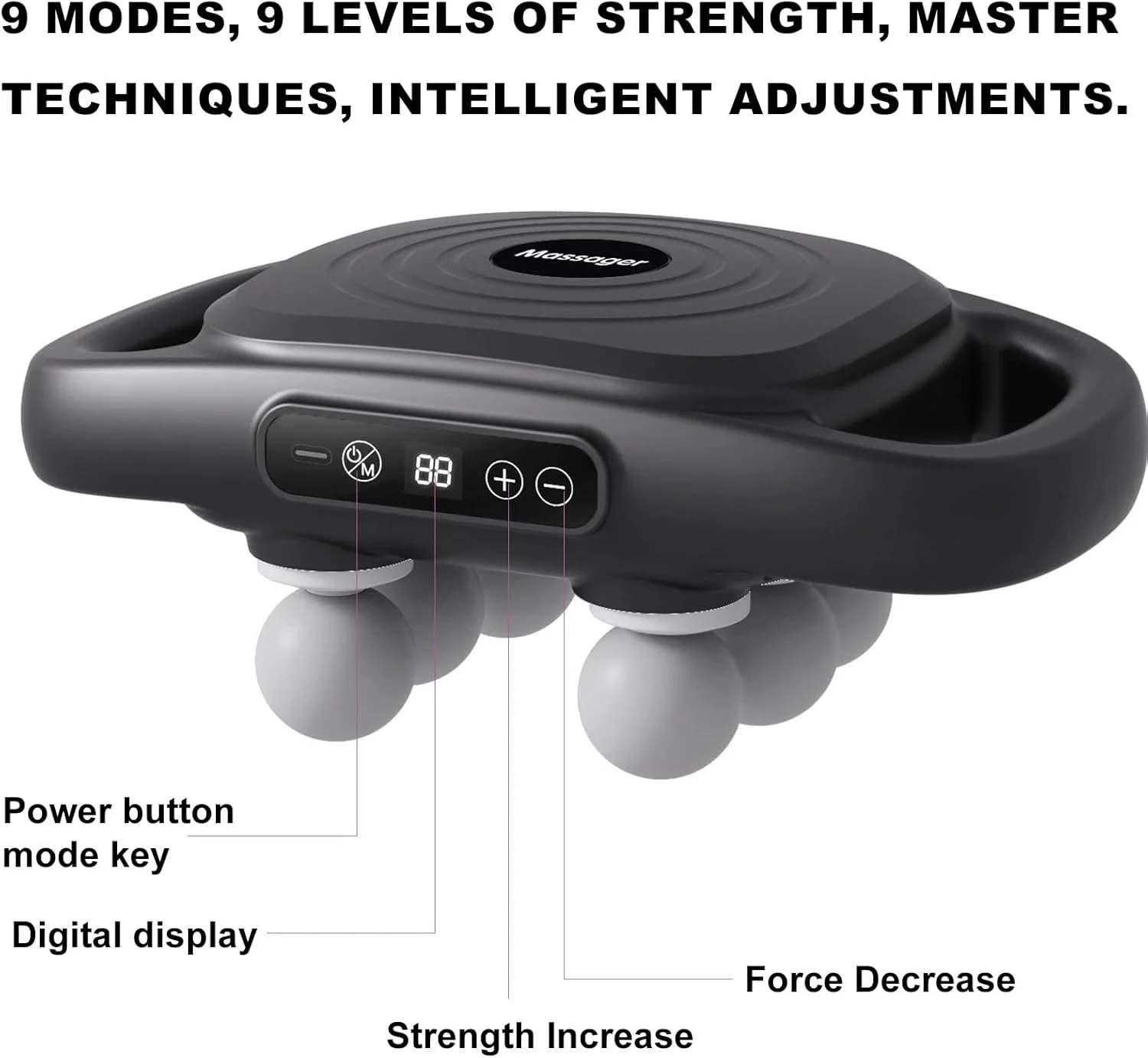 ماساژور تفنگی با 6 سری، 9 سرعت و 9 حالت، ماساژ ناحیه بزرگ مناسب برای ران، ساق پا، بازو، کمر، پشت، باسن، گردن، شانه ها، ماساژ عضلات، رفع خستگی.