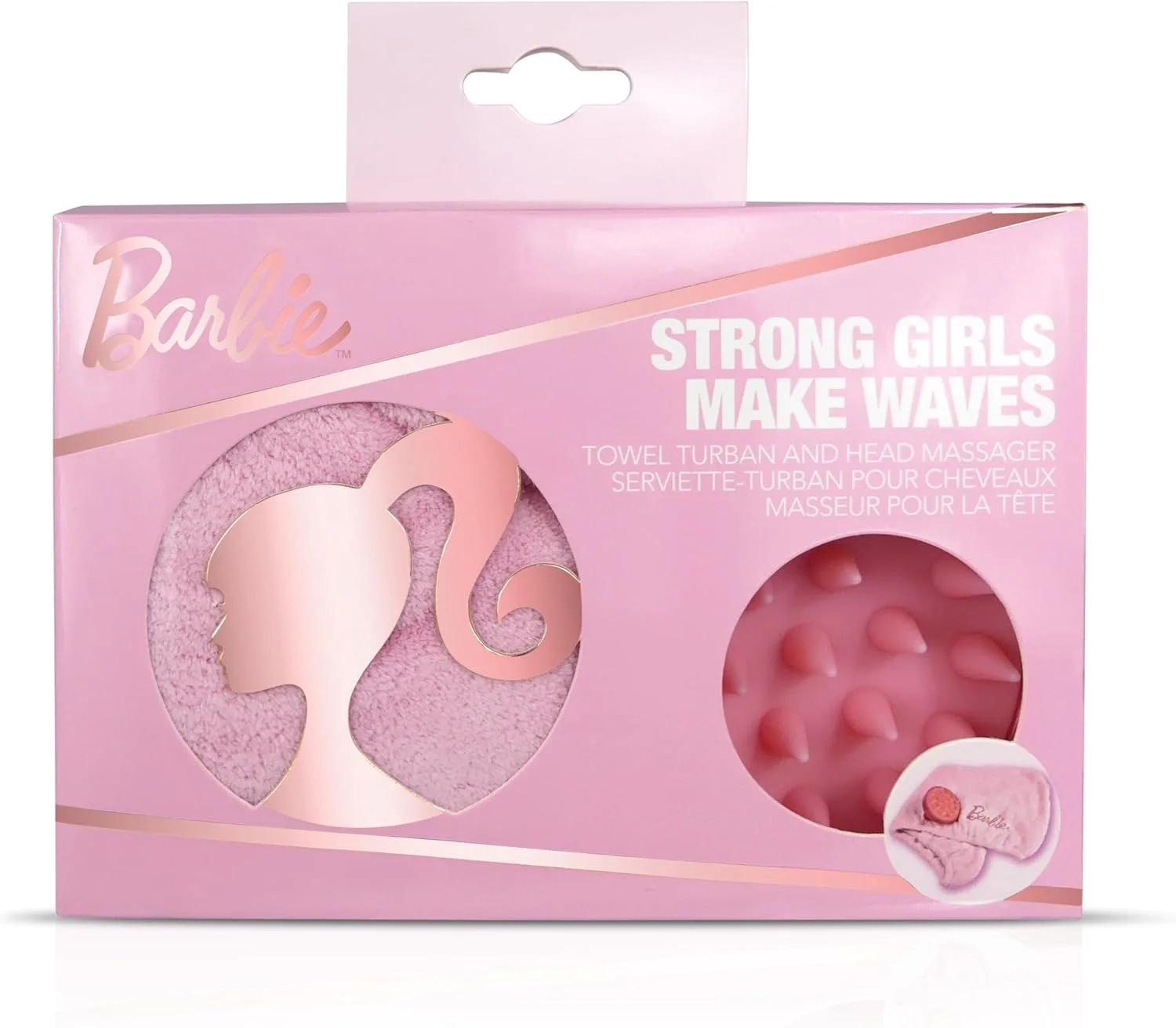 مجموعه هدیه مراقبت از مو باربی میک ویوز - ماساژور سر/ماساژور پوست سر و حوله سرپیچ/حوله میکروفایبر - خشک کننده سریع