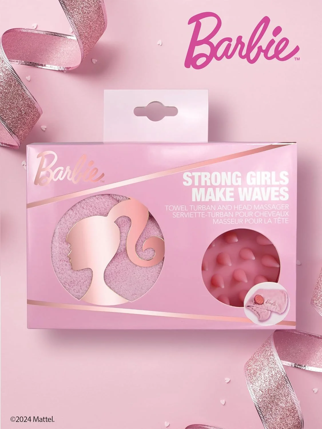 مجموعه هدیه مراقبت از مو باربی میک ویوز - ماساژور سر/ماساژور پوست سر و حوله سرپیچ/حوله میکروفایبر - خشک کننده سریع مجموعه هدیه مراقبت از مو باربی میک ویوز - ماساژور سر/ماساژور پوست سر و حوله سرپیچ/حوله میکروفایبر - خشک کننده سریع