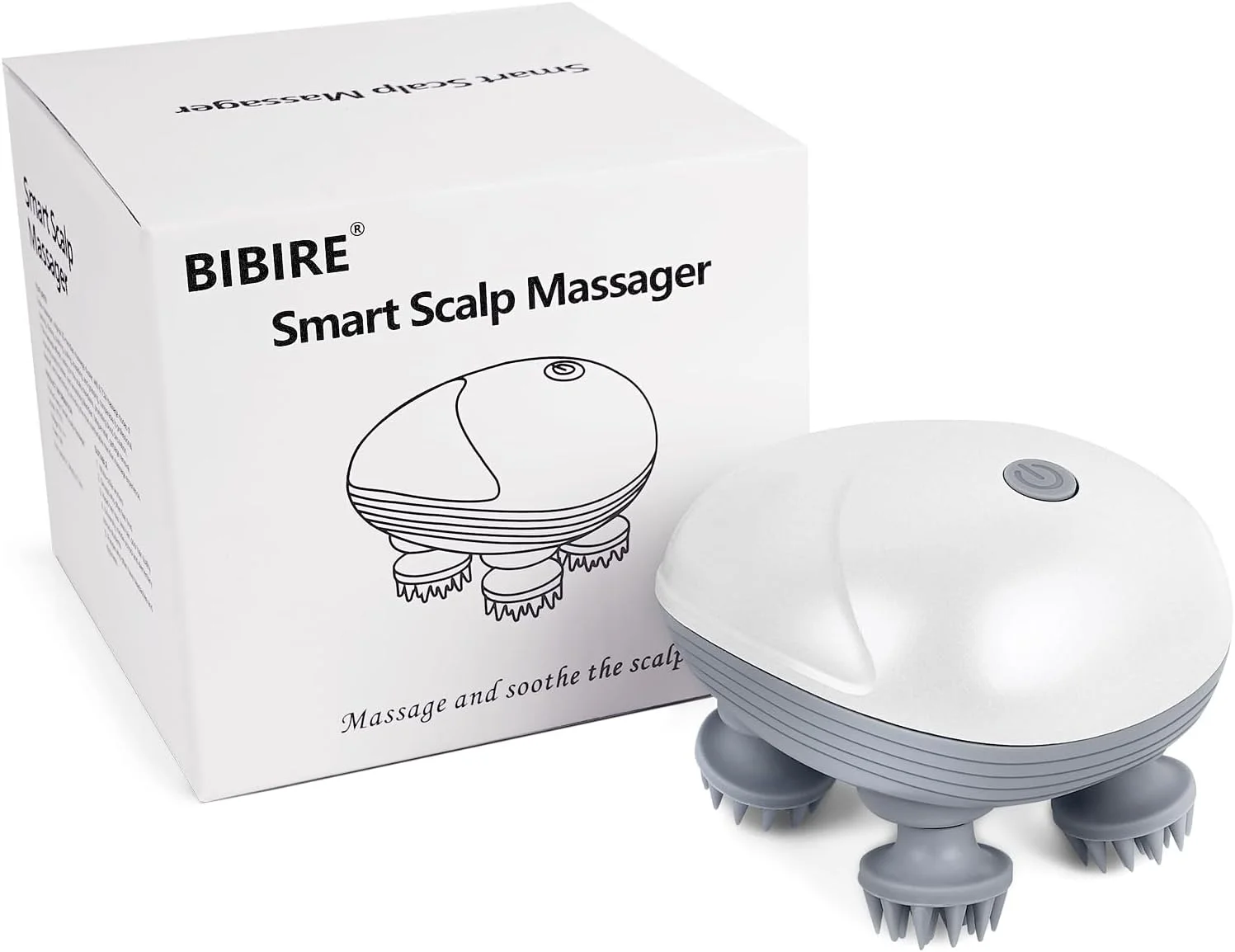 ماساژور برقی سر BIBIRE، ماساژور دستی بی‌سیم برای سگ و گربه، با 4 سر ماساژ ورزشی و IPX7، اسکرابر سر قابل حمل برای ماساژ کل بدن، رشد مو و رفع استرس