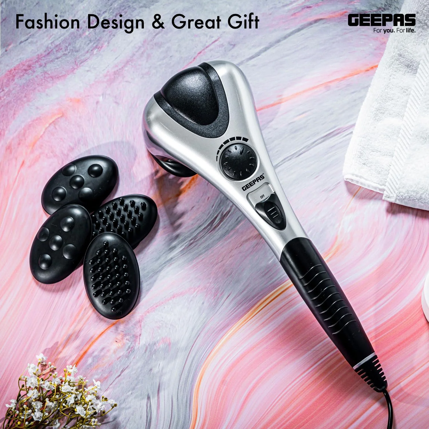 ماساژور برقی دو سر جیپاس - ماساژور دستی ضربه ای بافت عمیق برای ماساژ کل بدن گردن، شانه، سر، پا و ساق پا | ایده آل برای پدر و مادر ماساژور برقی دو سر جیپاس - ماساژور دستی ضربه ای بافت عمیق برای ماساژ کل بدن گردن، شانه، سر، پا و ساق پا | ایده آل برای پدر و مادر