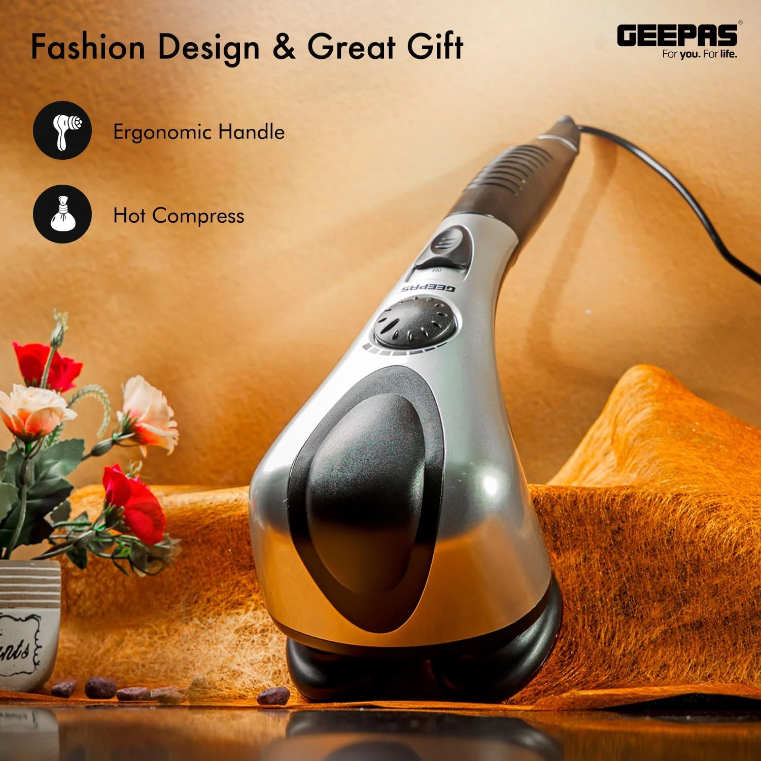 ماساژور برقی دو سر جیپاس - ماساژور دستی ضربه ای بافت عمیق برای ماساژ کل بدن گردن، شانه، سر، پا و ساق پا | ایده آل برای پدر و مادر ماساژور برقی دو سر جیپاس - ماساژور دستی ضربه ای بافت عمیق برای ماساژ کل بدن گردن، شانه، سر، پا و ساق پا | ایده آل برای پدر و مادر