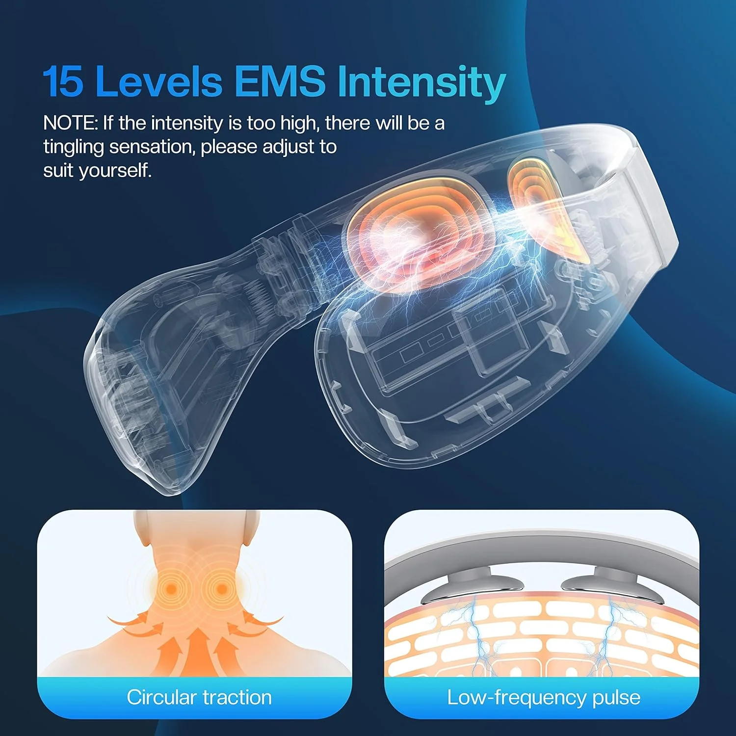ماساژور گردن گرمایشی قابل حمل کامفایر، ماساژور گردن برقی هوشمند EMS با گرما و پدهای الکترود سه بعدی برای زنان و مردان ماساژور گردن گرمایشی قابل حمل کامفایر، ماساژور گردن برقی هوشمند EMS با گرما و پدهای الکترود سه بعدی برای زنان و مردان