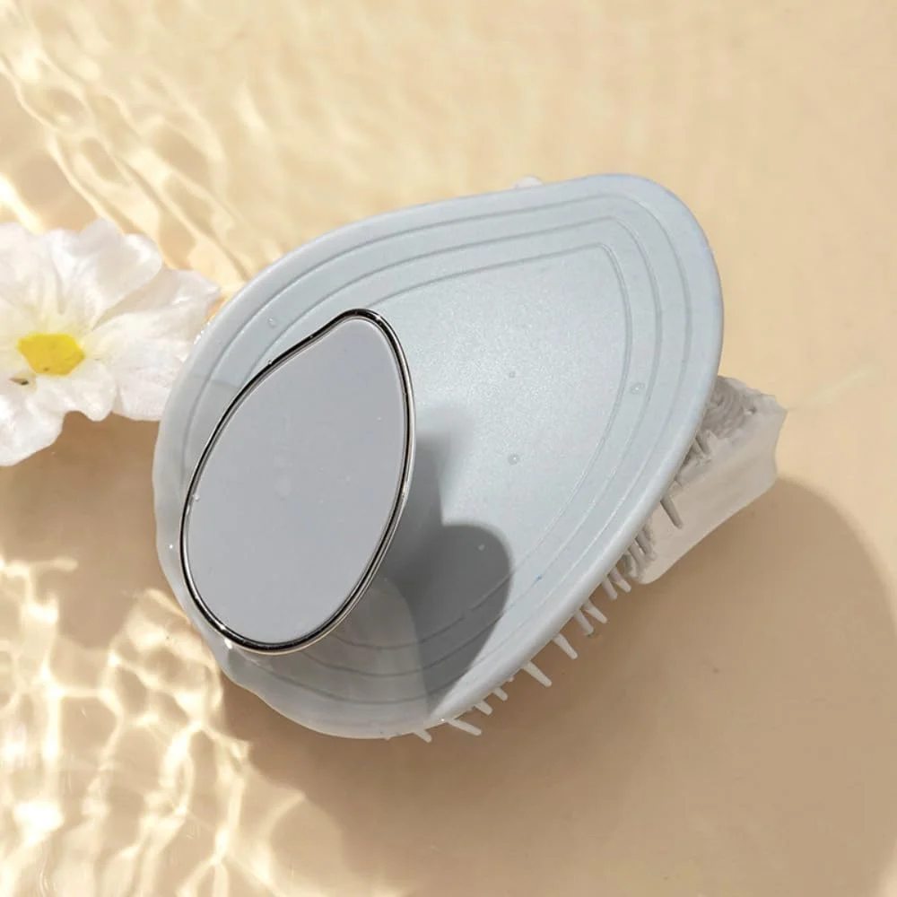 برس ماساژور پوست سر و شامپو Glitters - برس پاک کننده عمیق پوست سر برای دوش، لایه بردار مو و پوست سر، از بین برنده شوره سر و تجمع چربی، ماساژور سر مرطوب و خشک (برس شامپو - خاکستری سنگی)