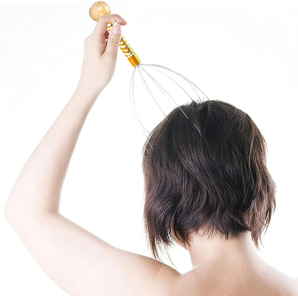 ماساژور سر ORiTi، ماساژور دستی سر با 12 انگشت، خراشنده پوست سر برای آرامش عمیق، کاهش استرس و تحریک مو، دسته SS، بسته 2 عددی