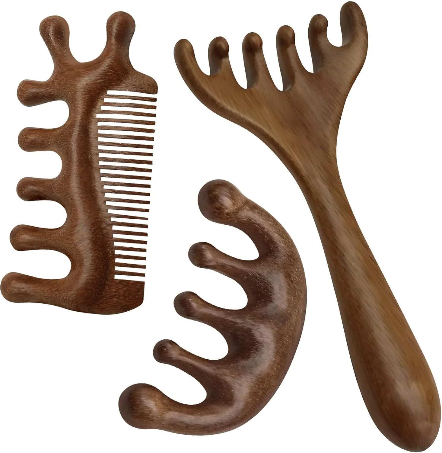 شانه ماساژور چوبی سر PINKE، 3 عدد، ابزار ماساژ سر، رفع استرس و آرامش بخش، مناسب هدیه عروسی، روز مادر به دوستان و خانواده